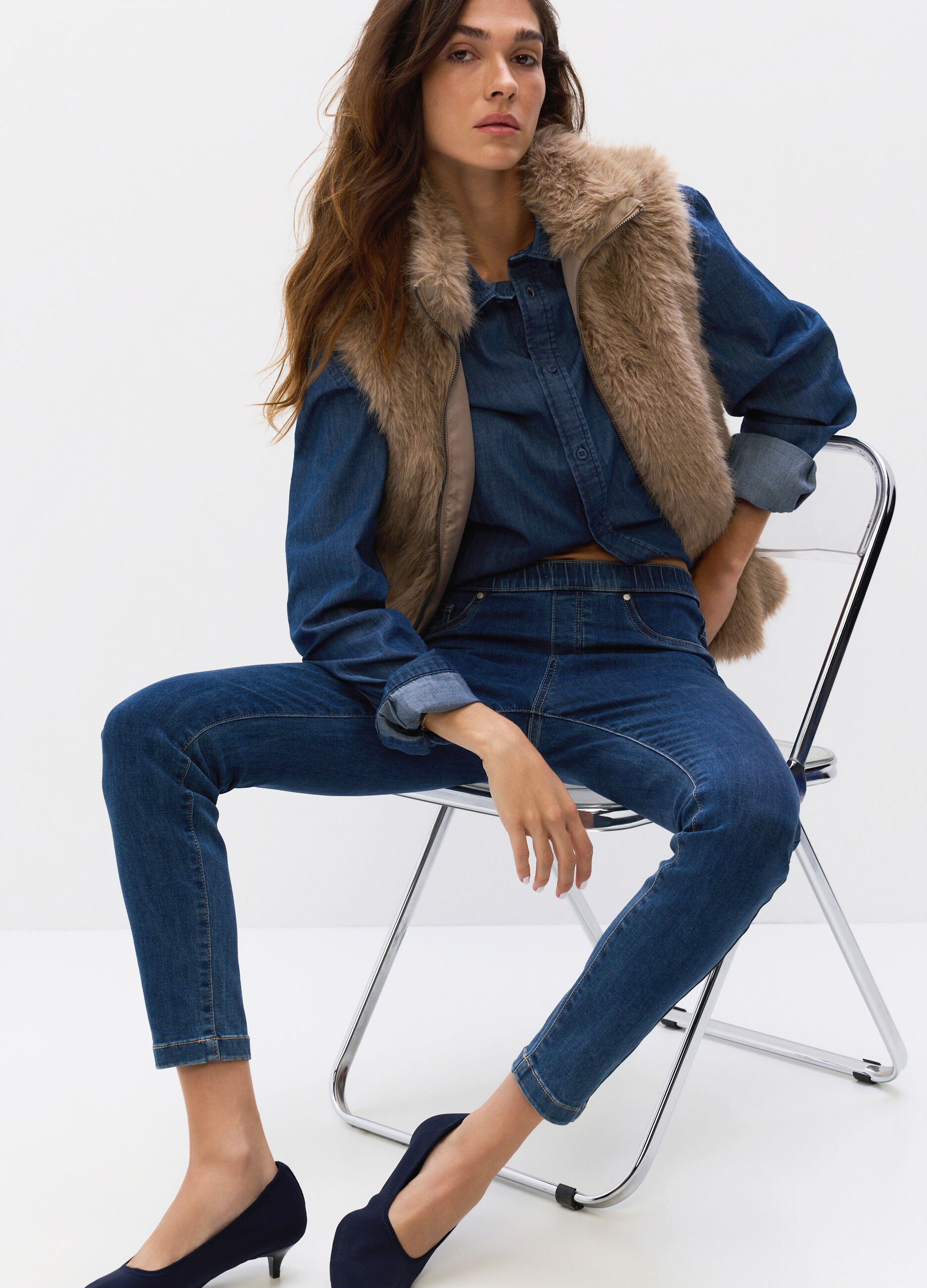 Jeggings Skinny Fit in denim stretch misto cotone donna_3