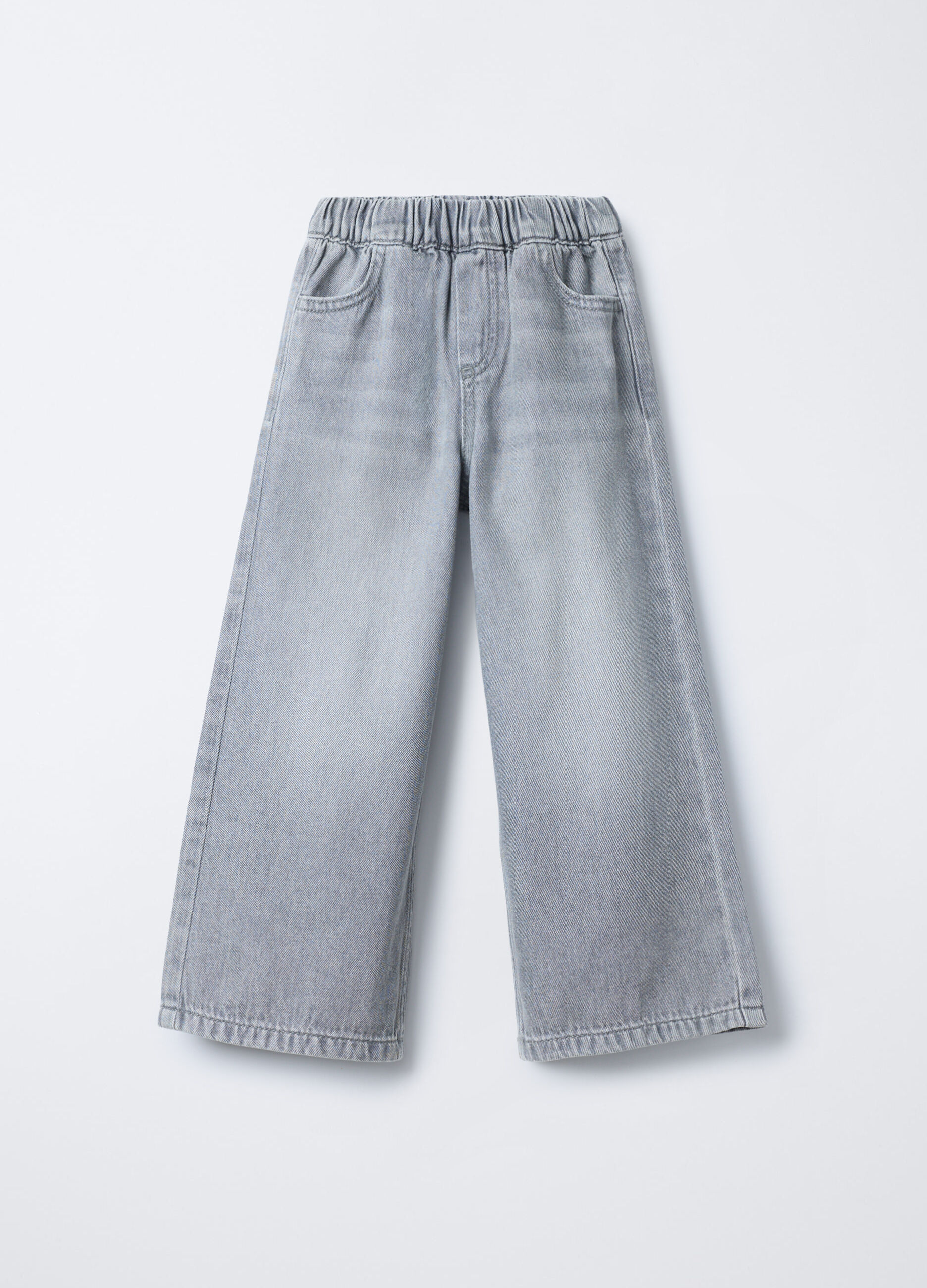 Treggings in denim di puro cotone Wide Leg bambina_0