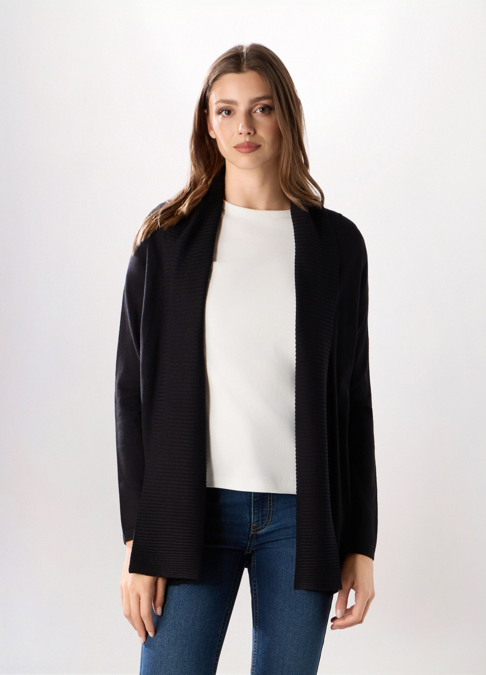 Cardigan aperto in misto viscosa donna_0