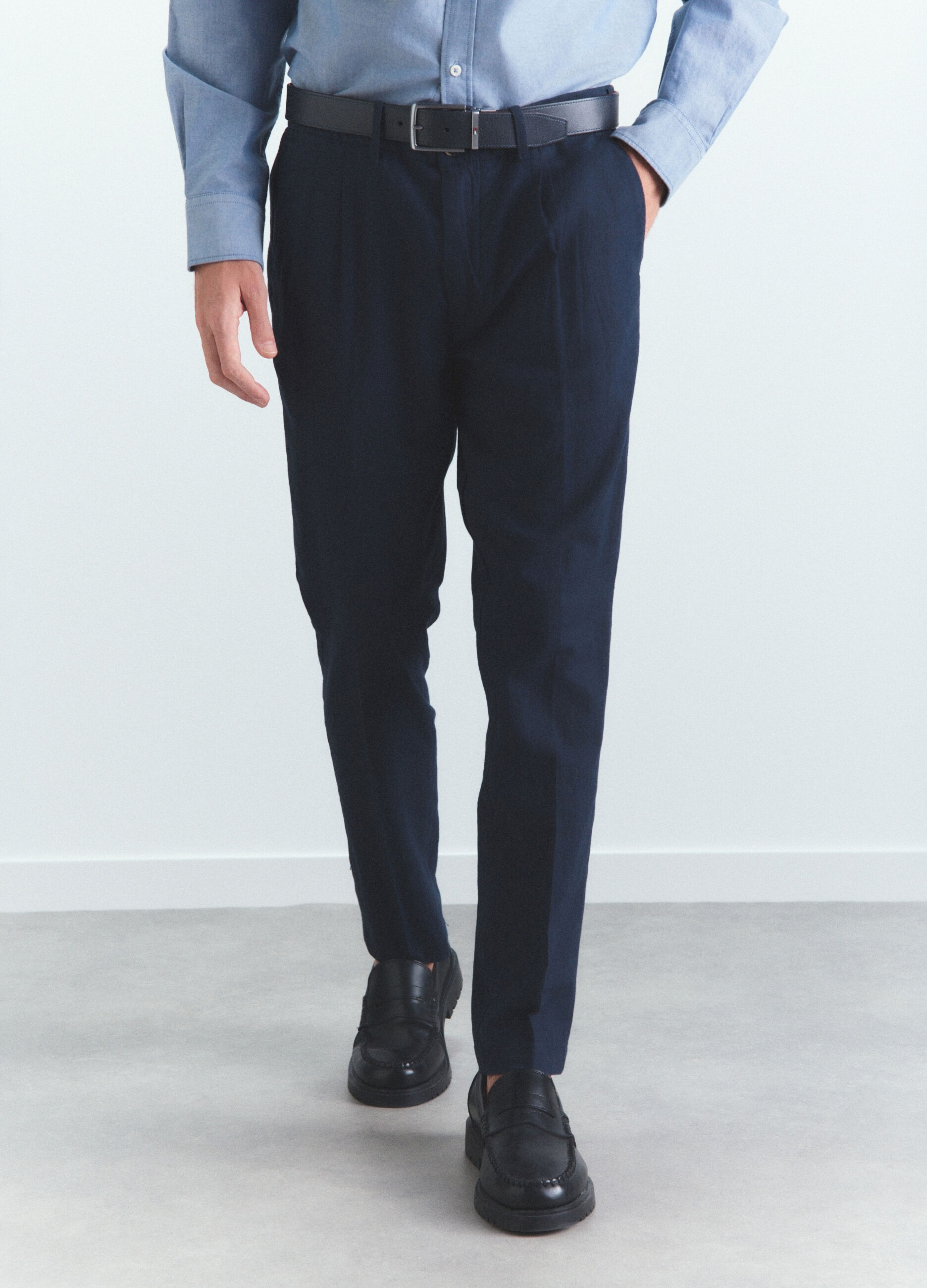 Pantalone chino in lino e cotone uomo_4
