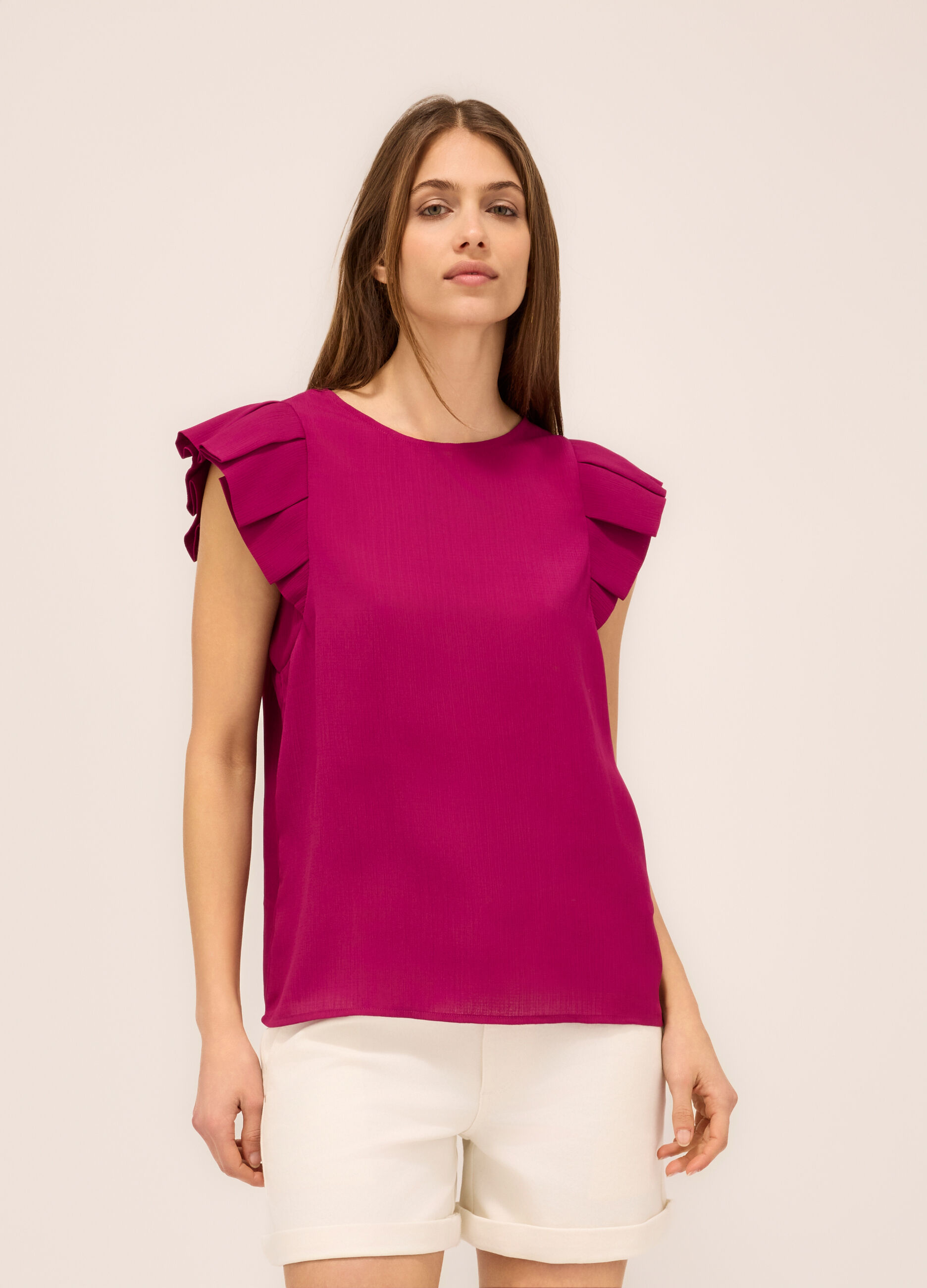 Blusa con maniche ad aletta donna_0