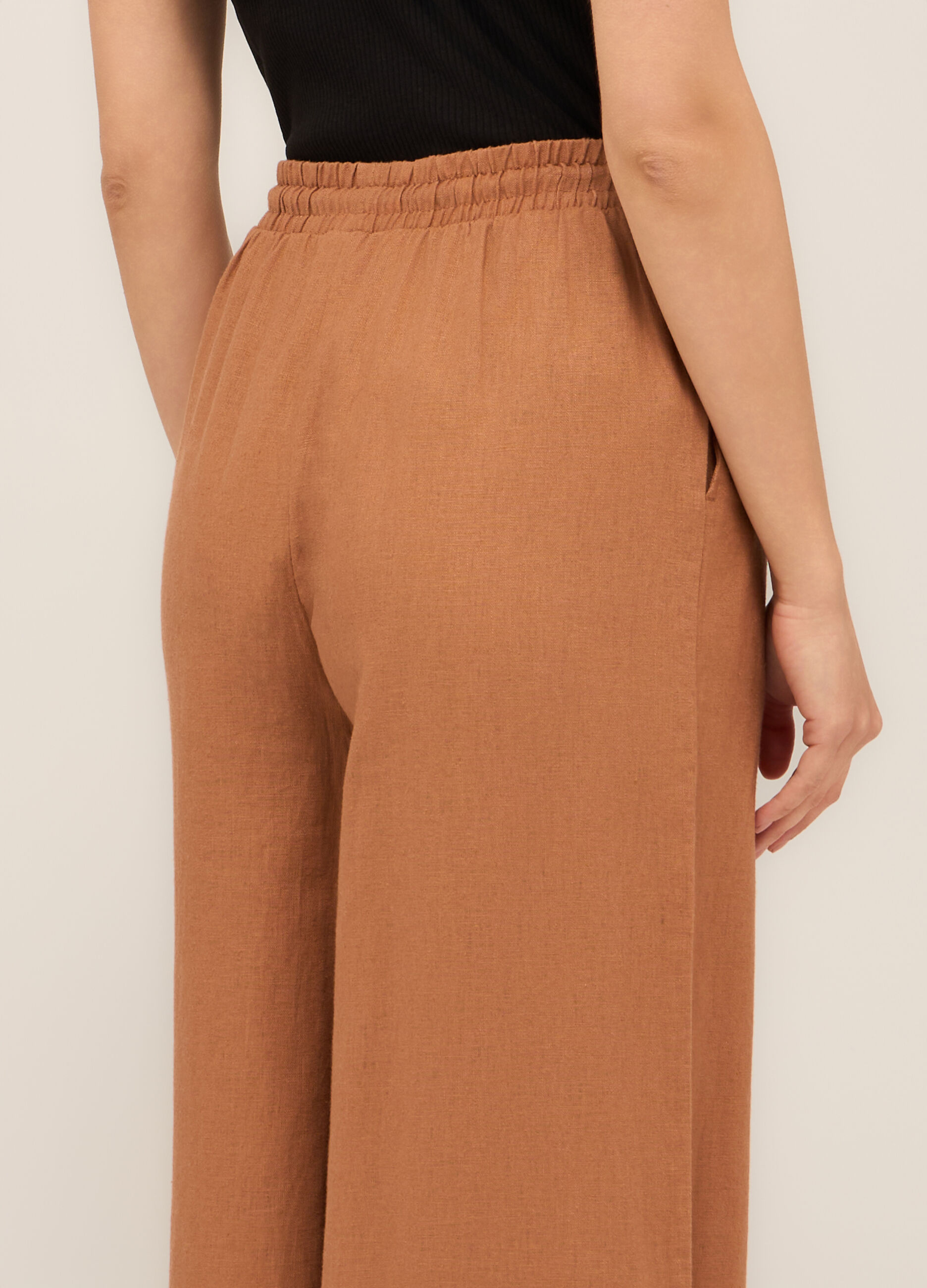 Pantaloni palazzo misto lino donna_2