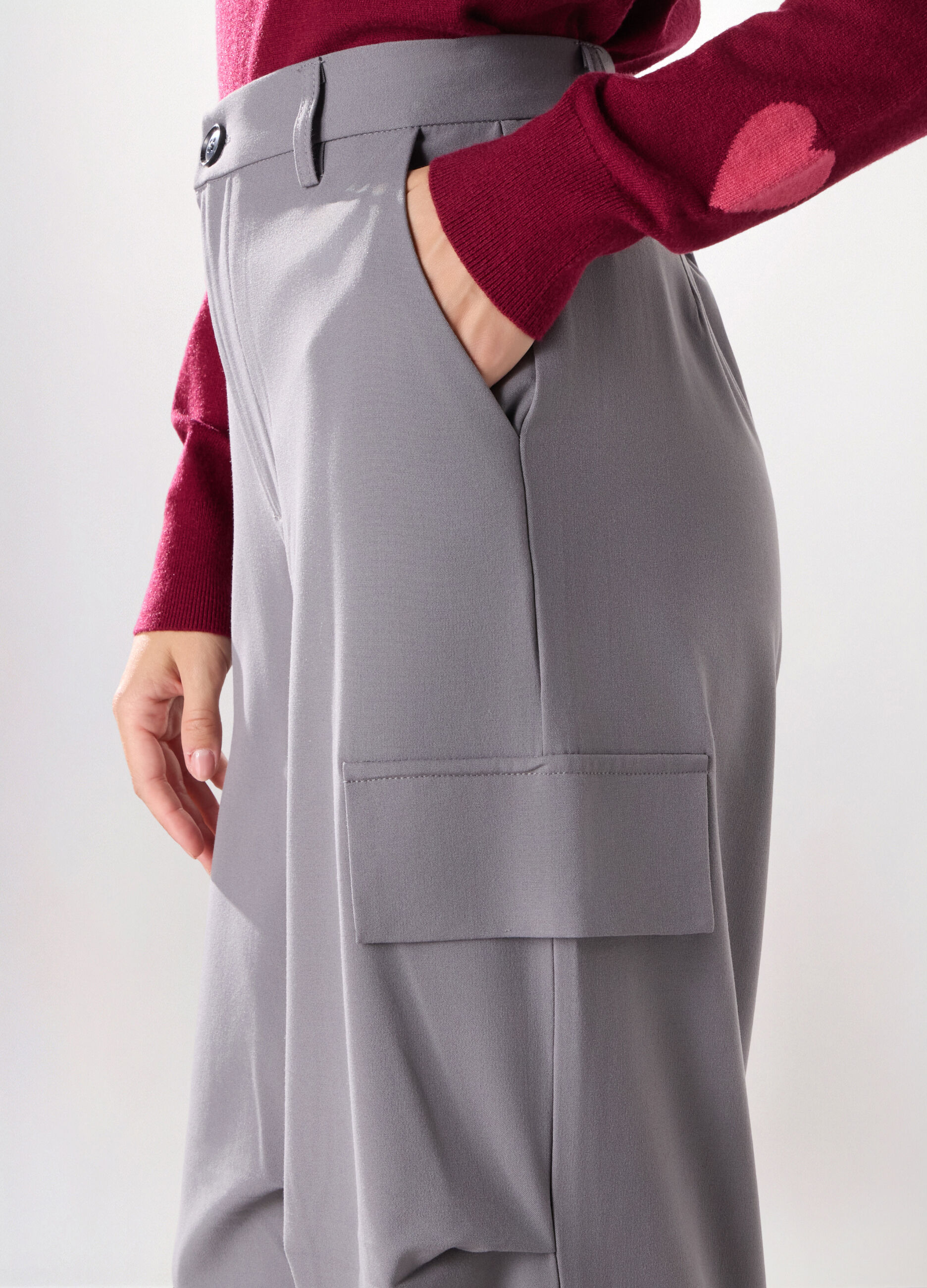 Pantaloni cargo in poli viscosa donna_2