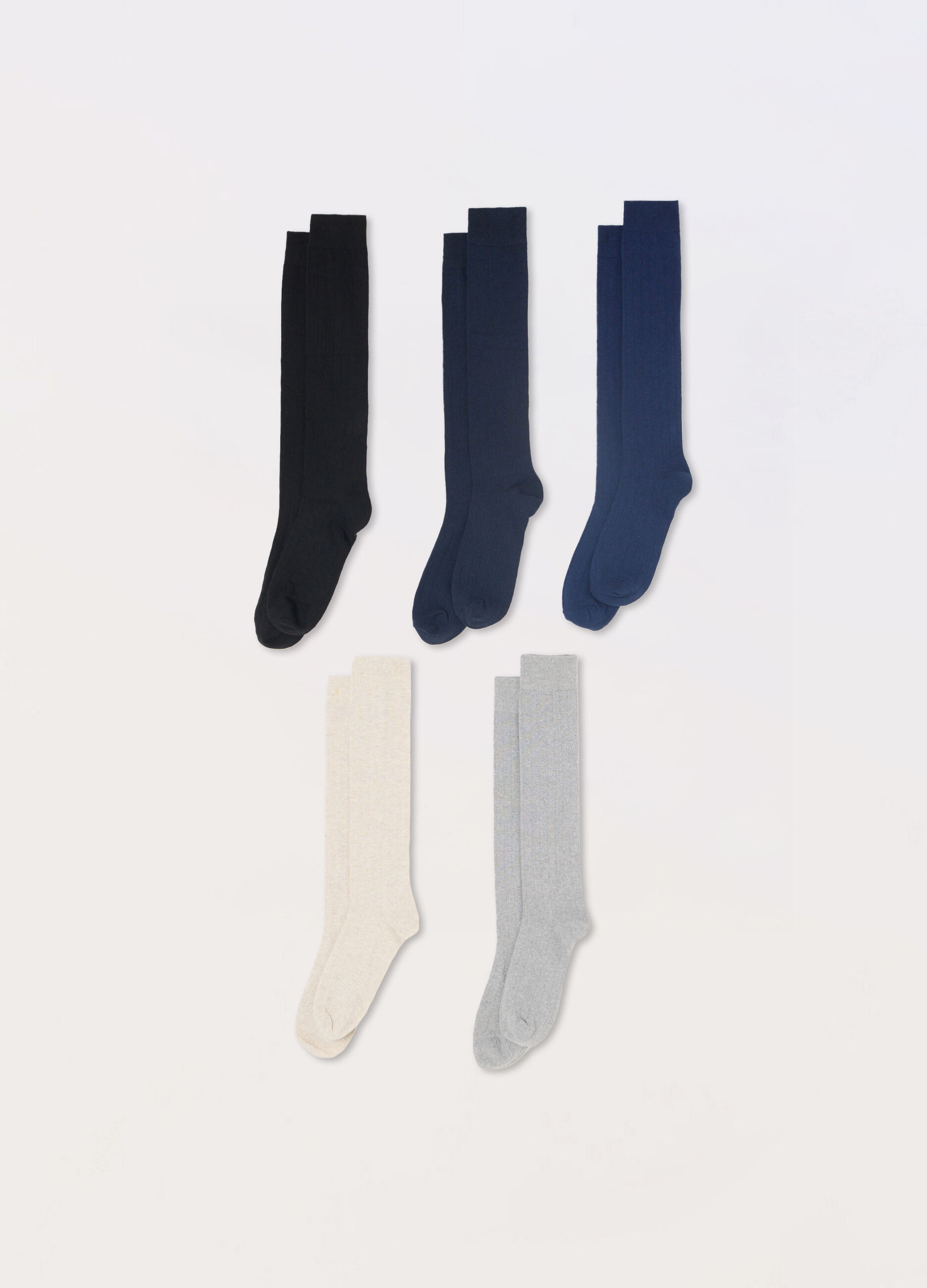 5 pack calze lunghe in tessuto tecnico a costine uomo_0