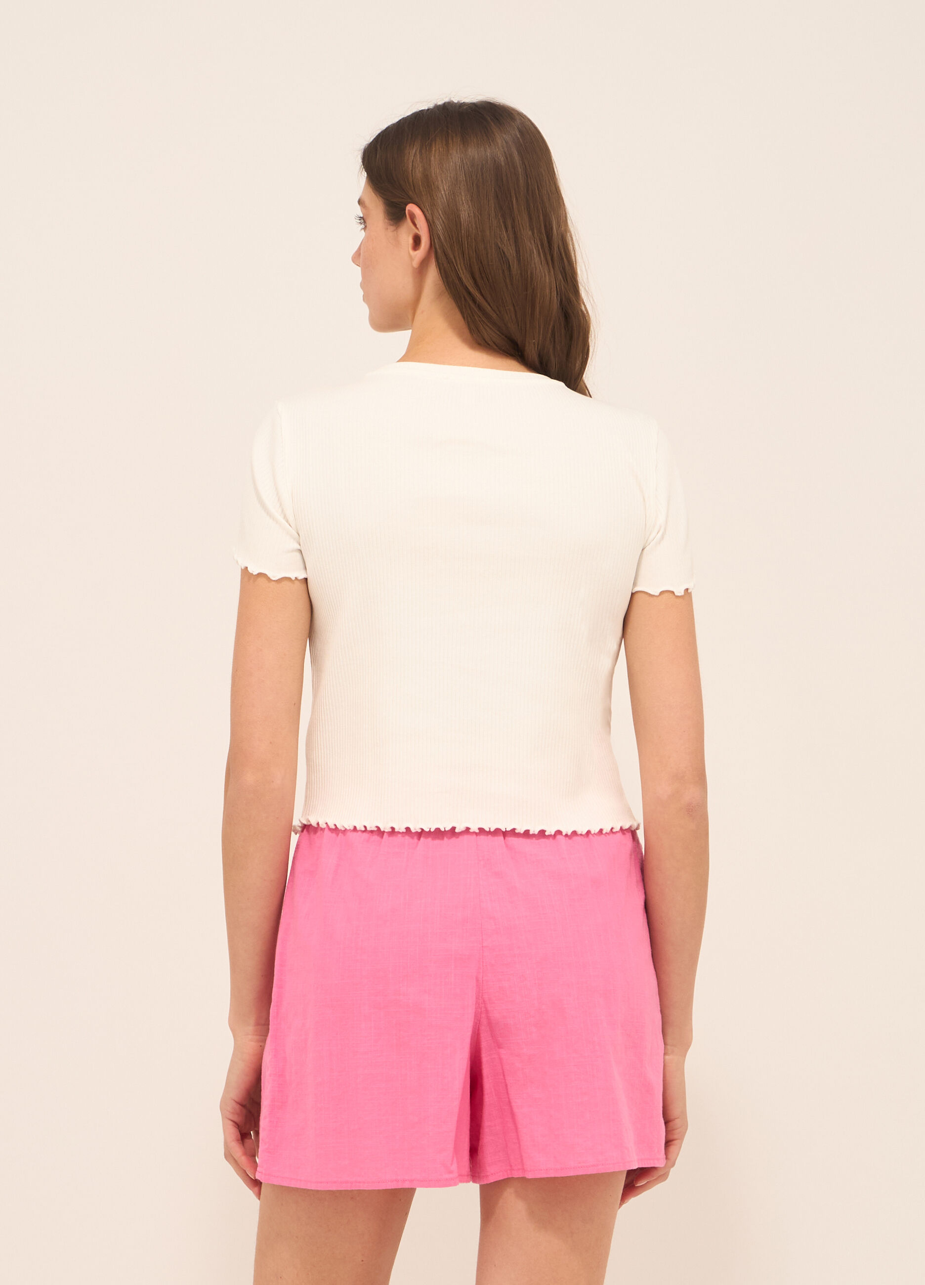 T-shirt in jersey di cotone stretch donna_1