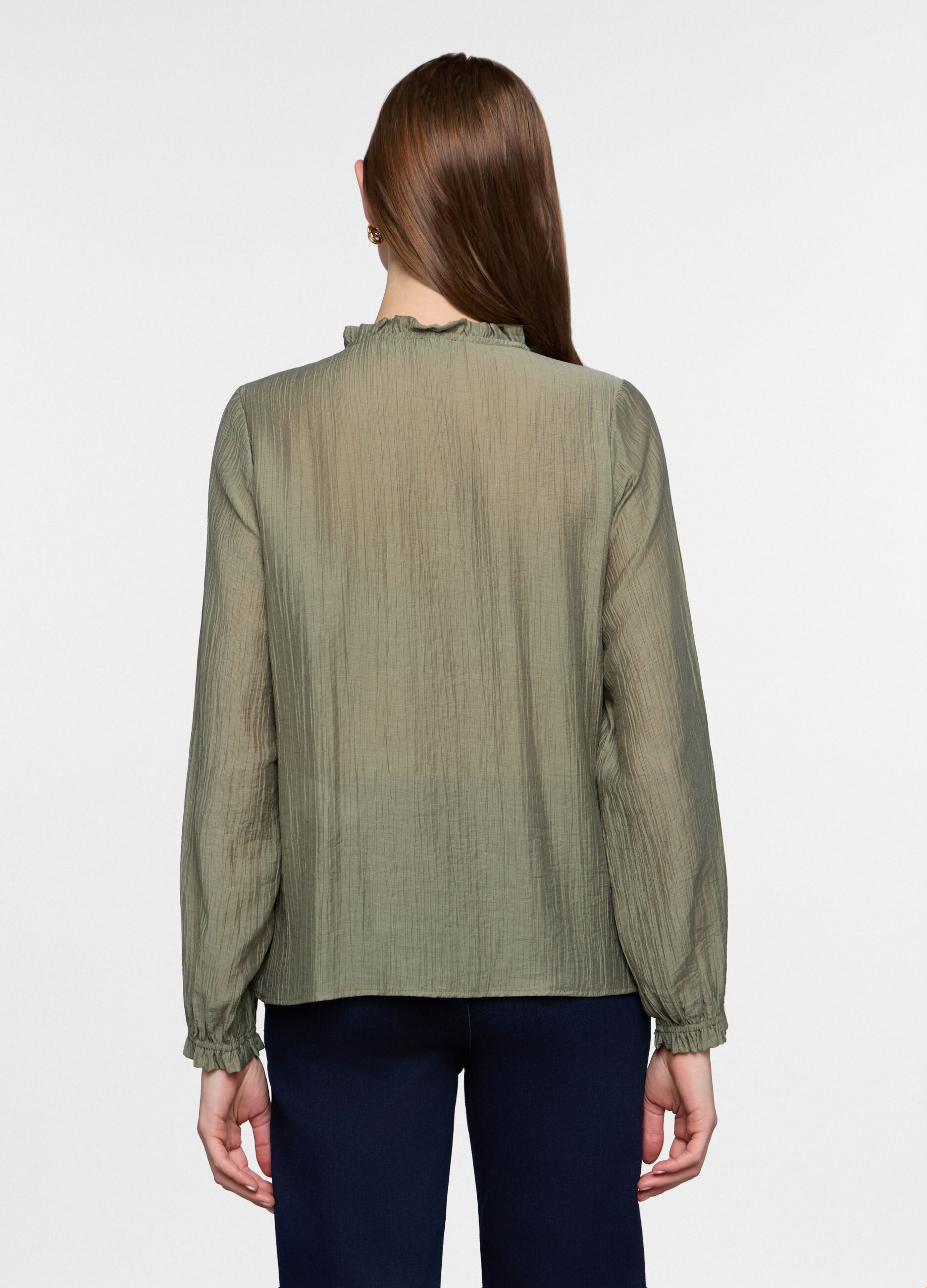 Blusa crepe regular fit con scollo a goccia donna_1