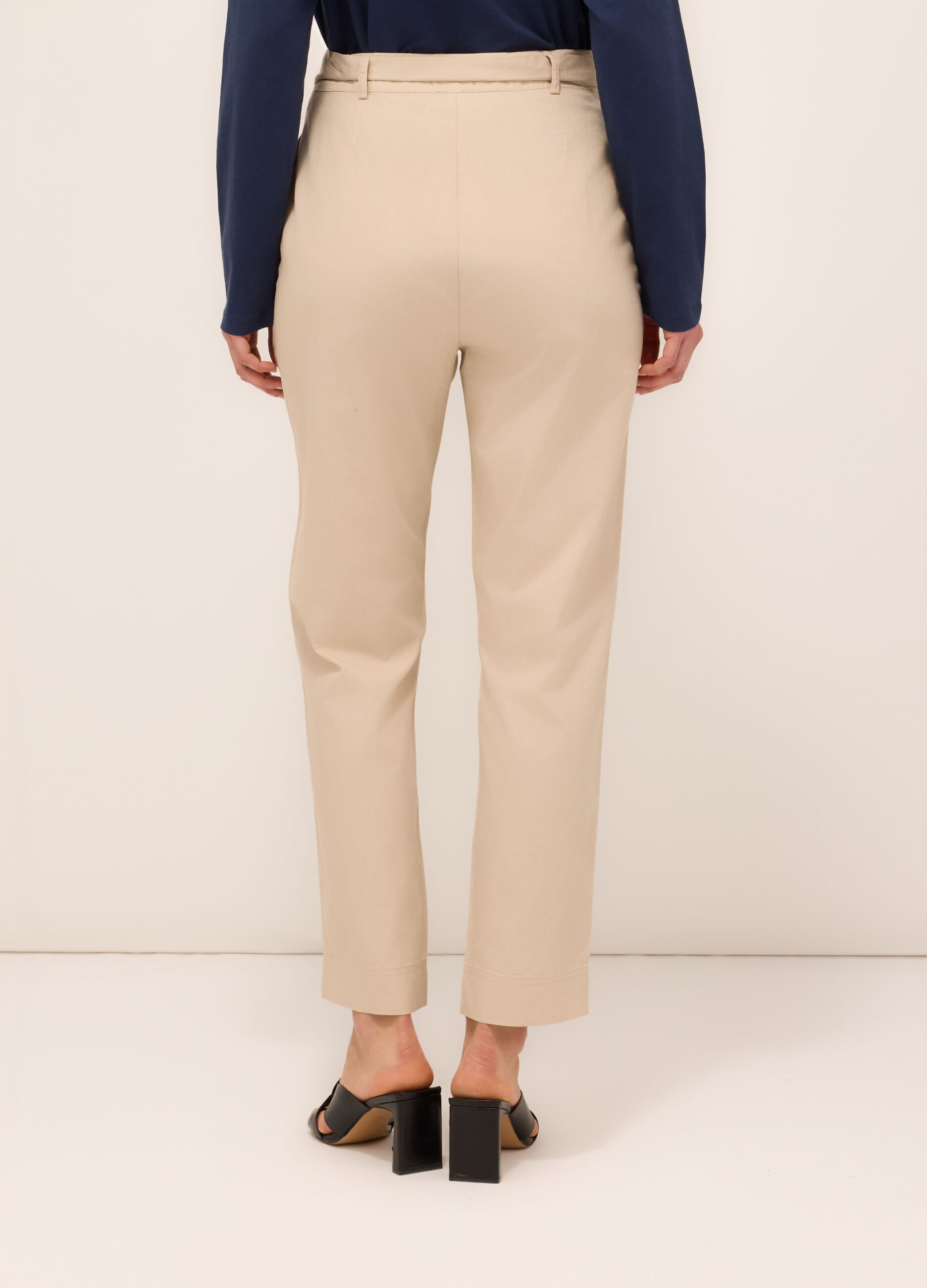 Pantaloni in popeline di puro cotone donna_1