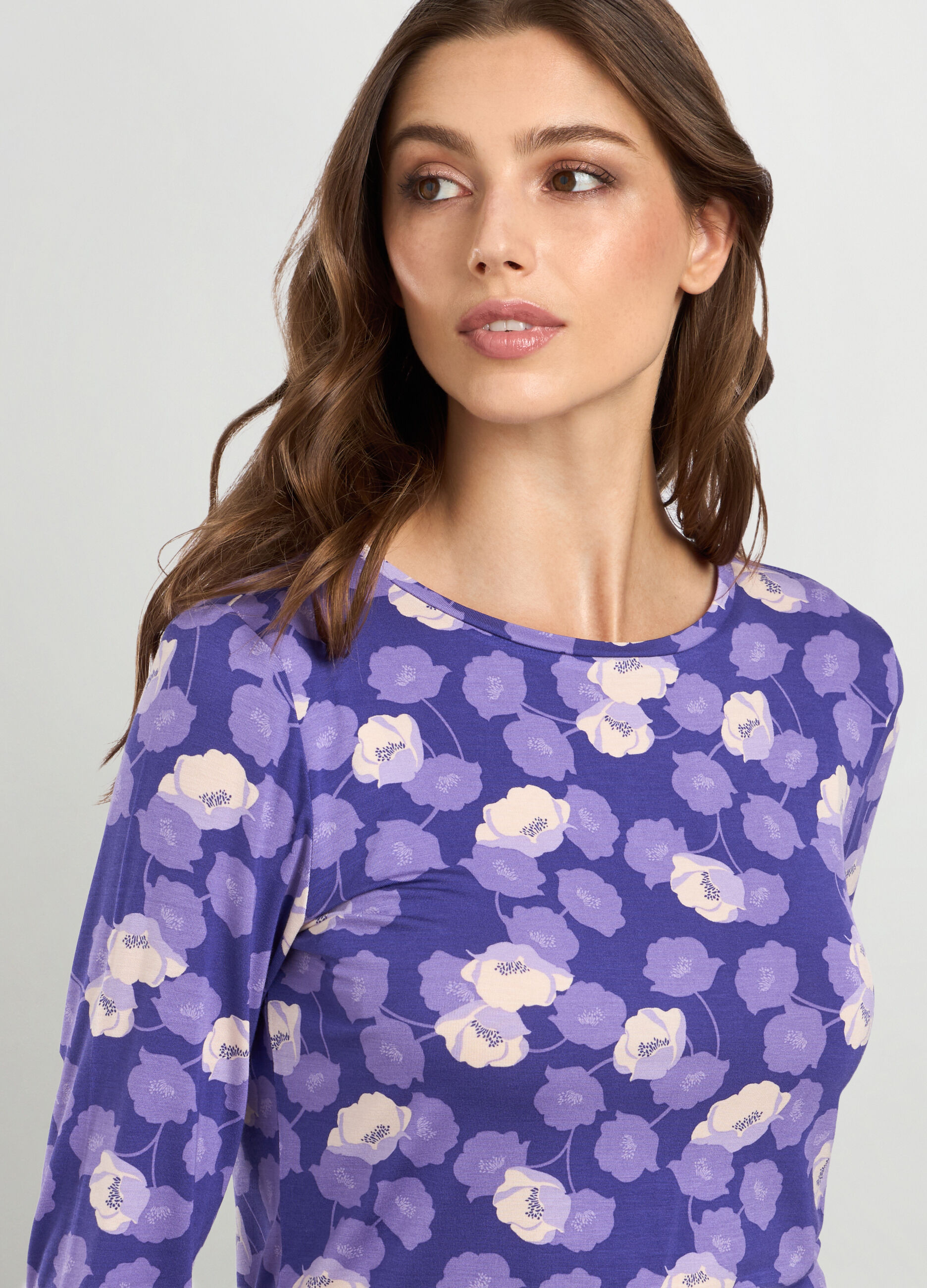 T-shirt in viscosa stretch a fiori donna_2