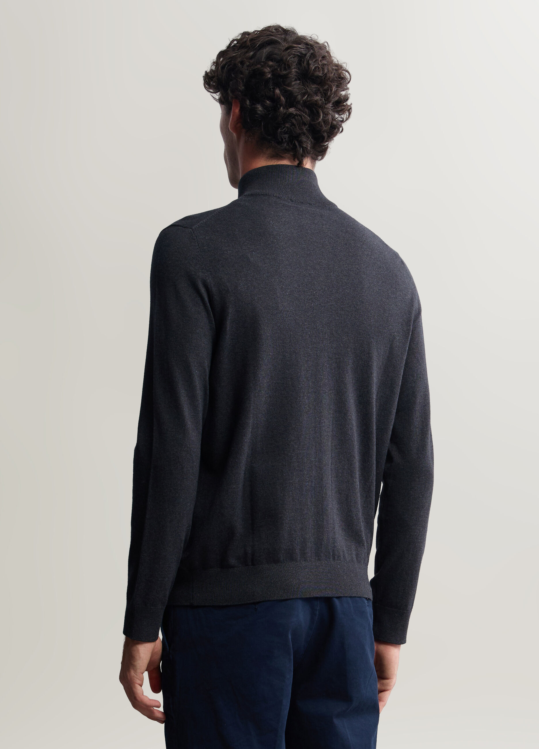 Cardigan in misto cotone con zip uomo_1