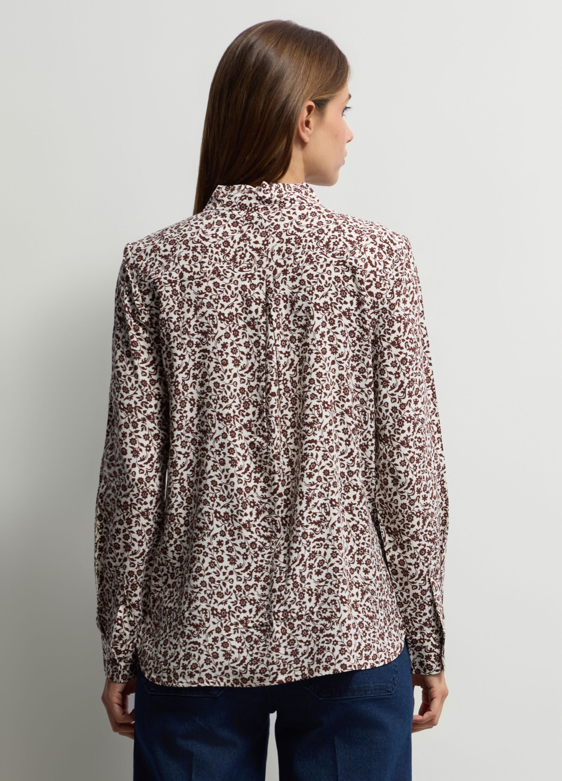 Blusa Fit Regular con scollo a V in pura viscosa donna_1