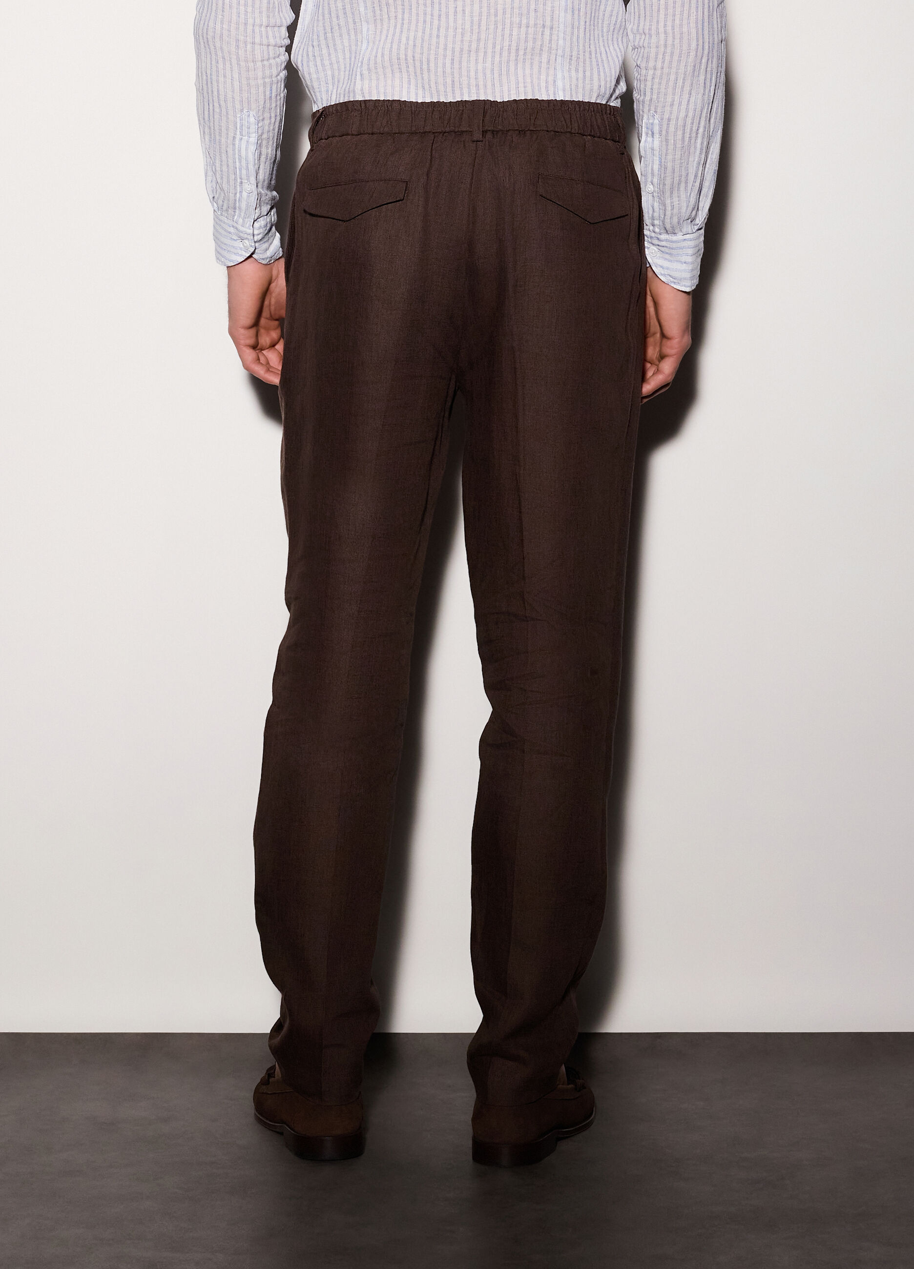 Pantaloni chino relaxed fit in lino uomo_1