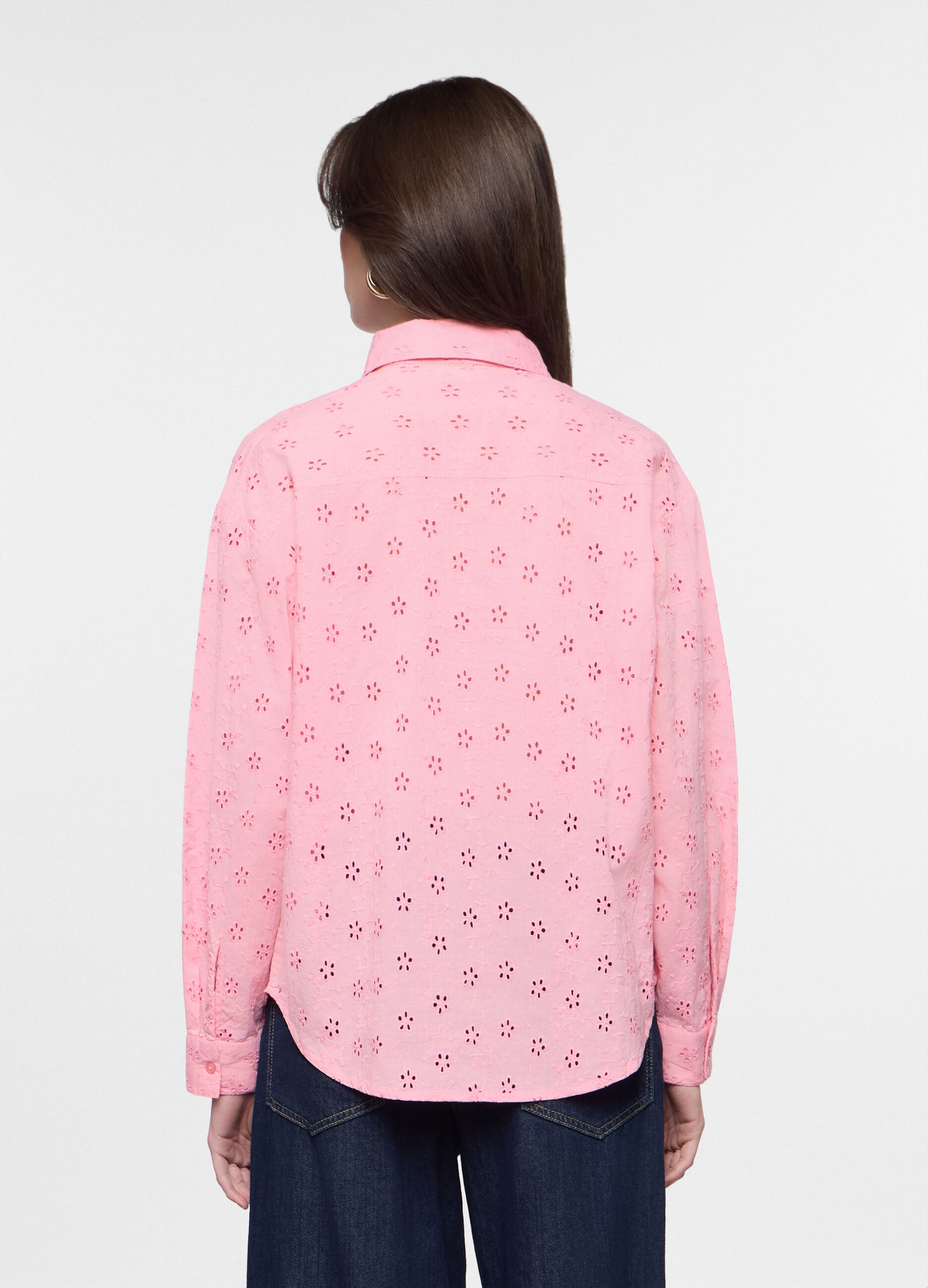 Camicia fit regular con collo alla francese in puro cotone donna_1