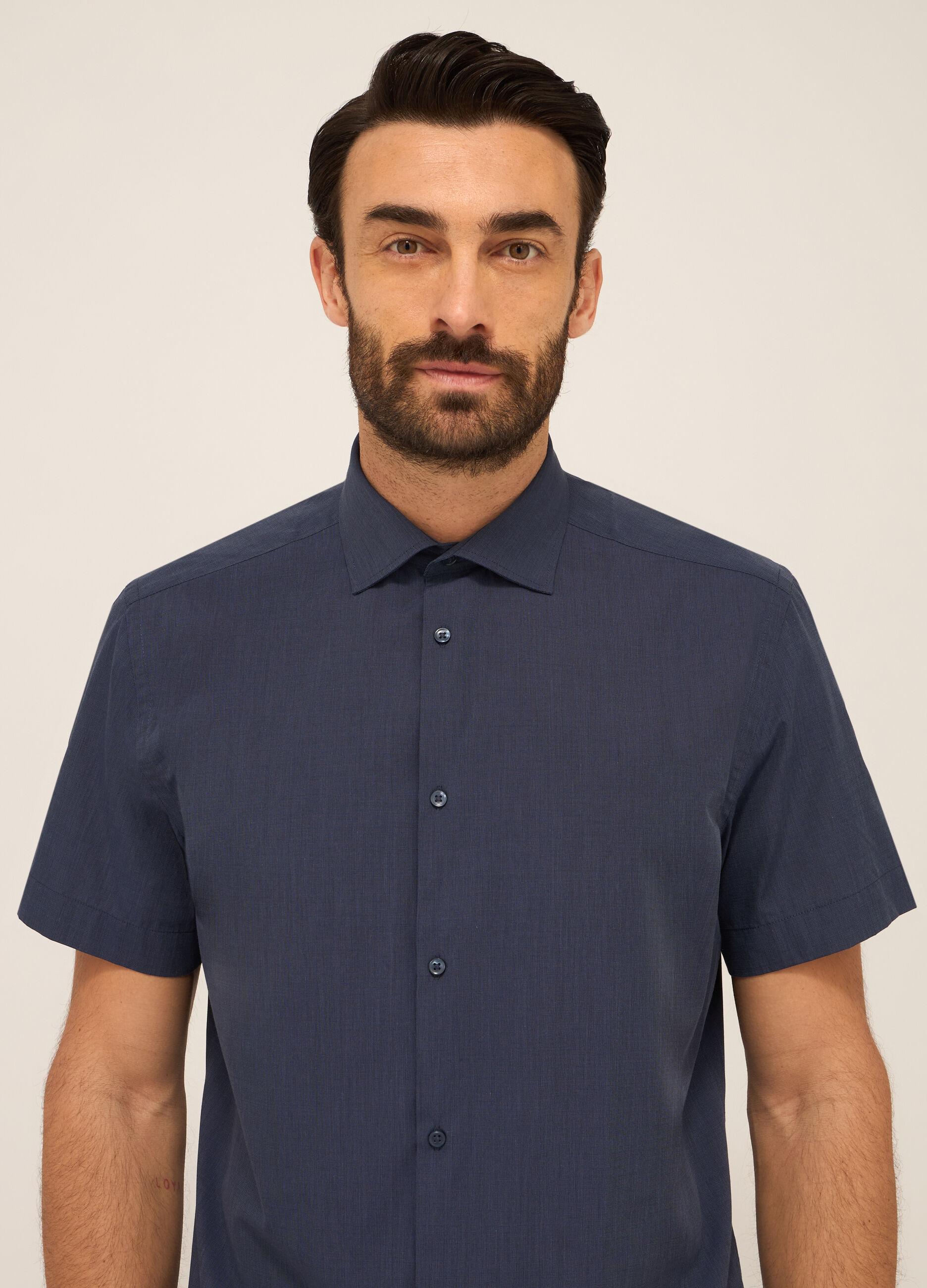 Camicia a maniche corte in misto cotone uomo_2