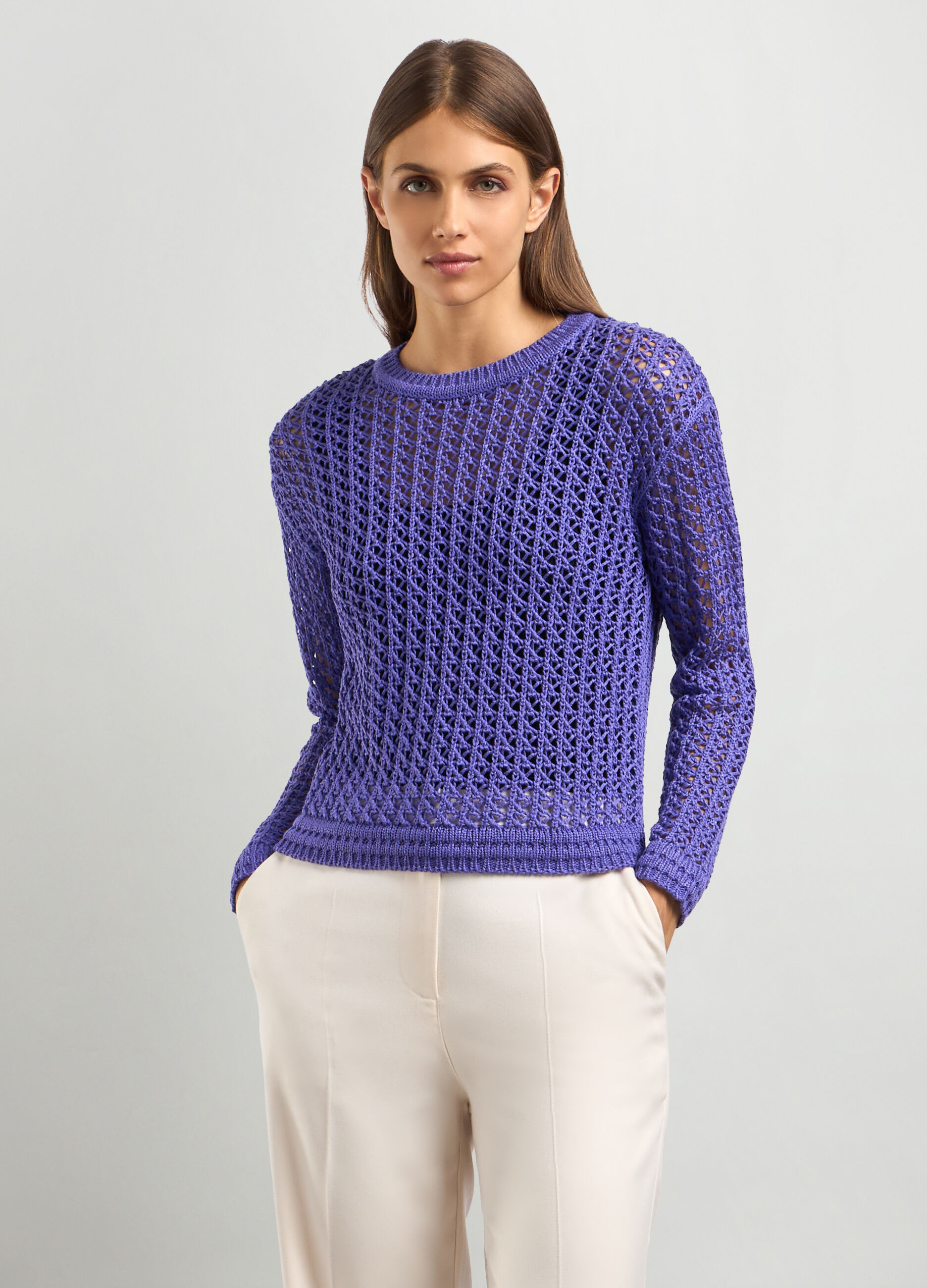 Tricot con lavorazione traforata donna_0