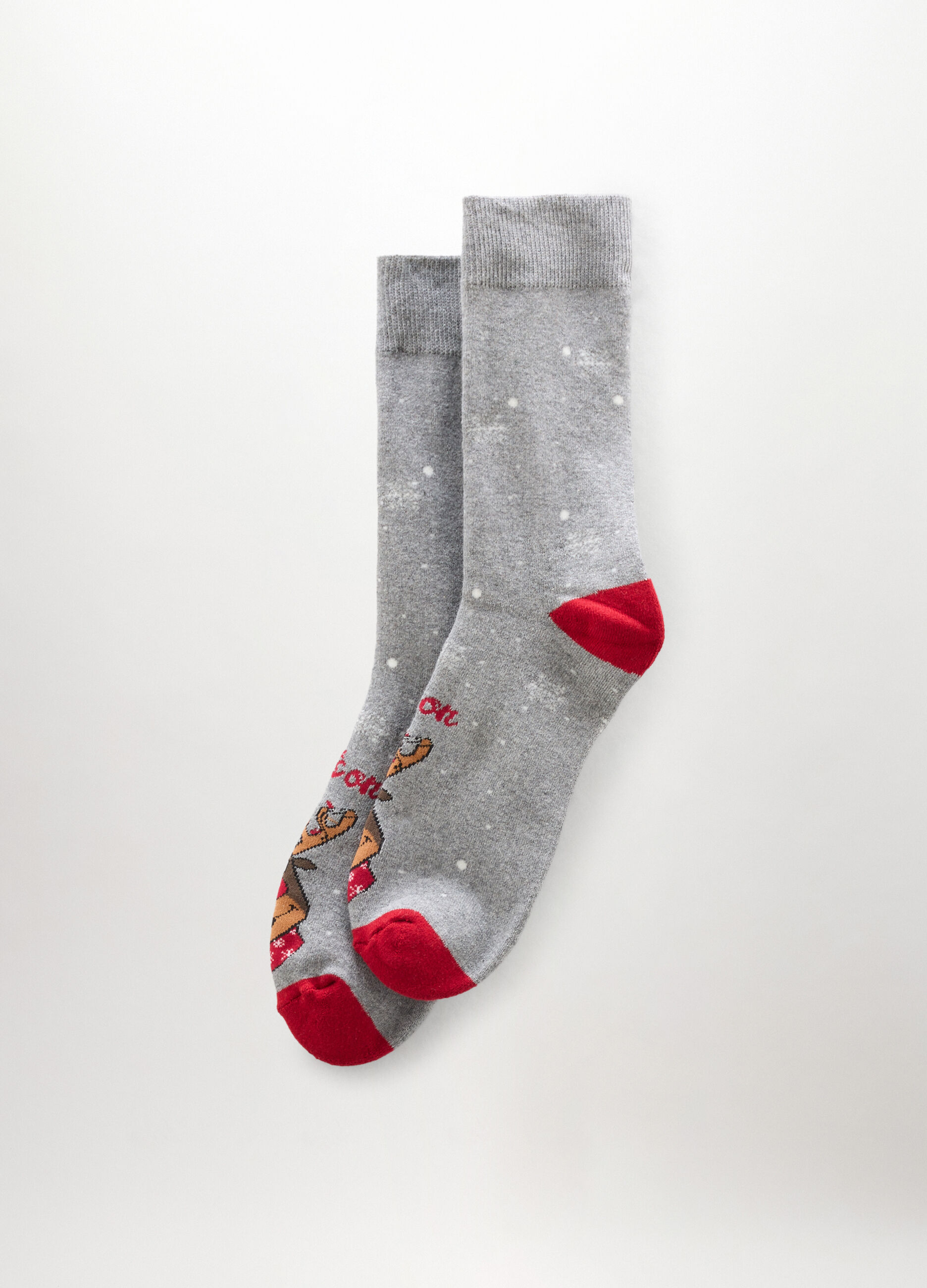 Calze corte in cotone stretch con renna uomo_0