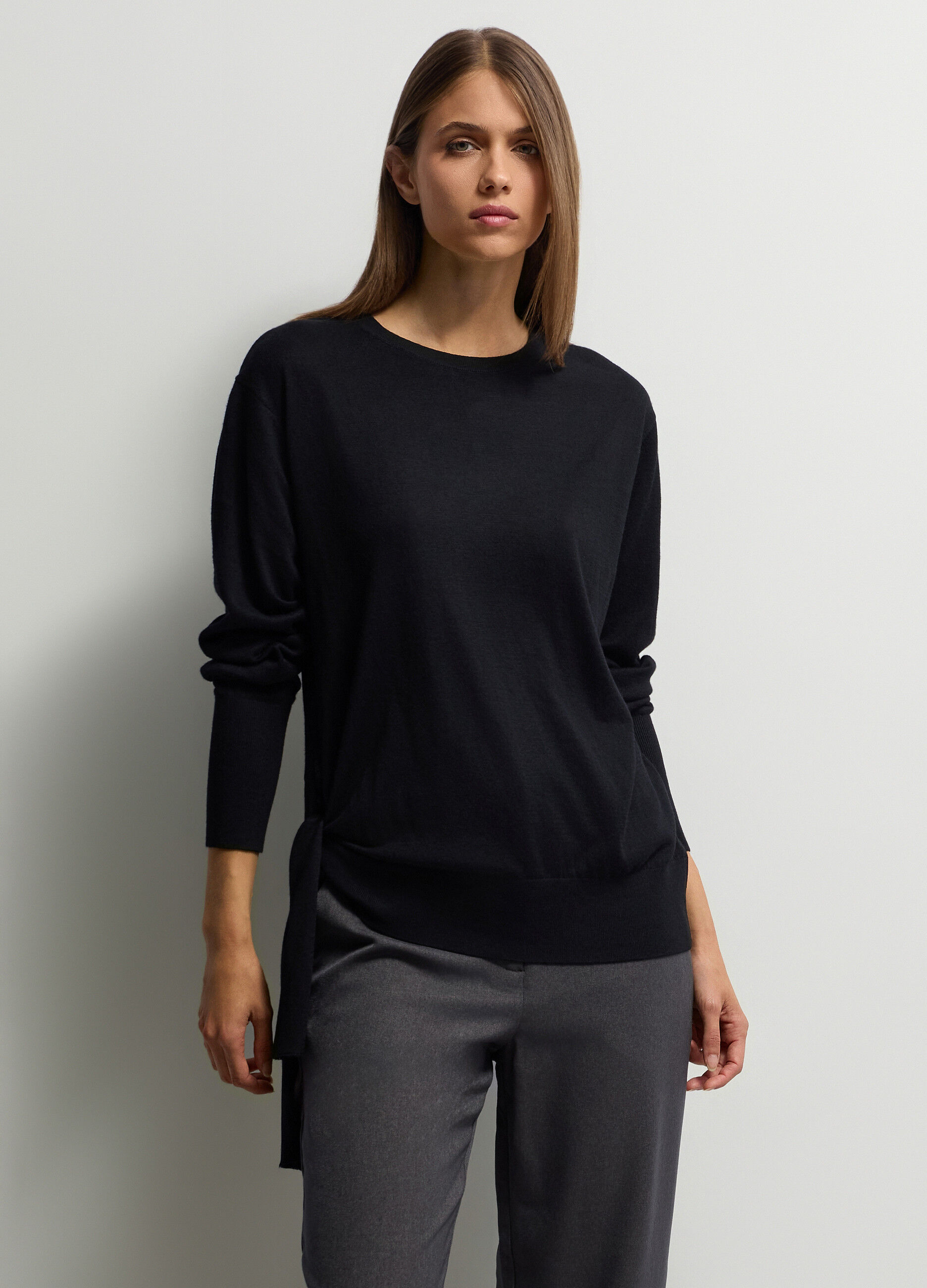 Pullover girocollo rasato donna_0