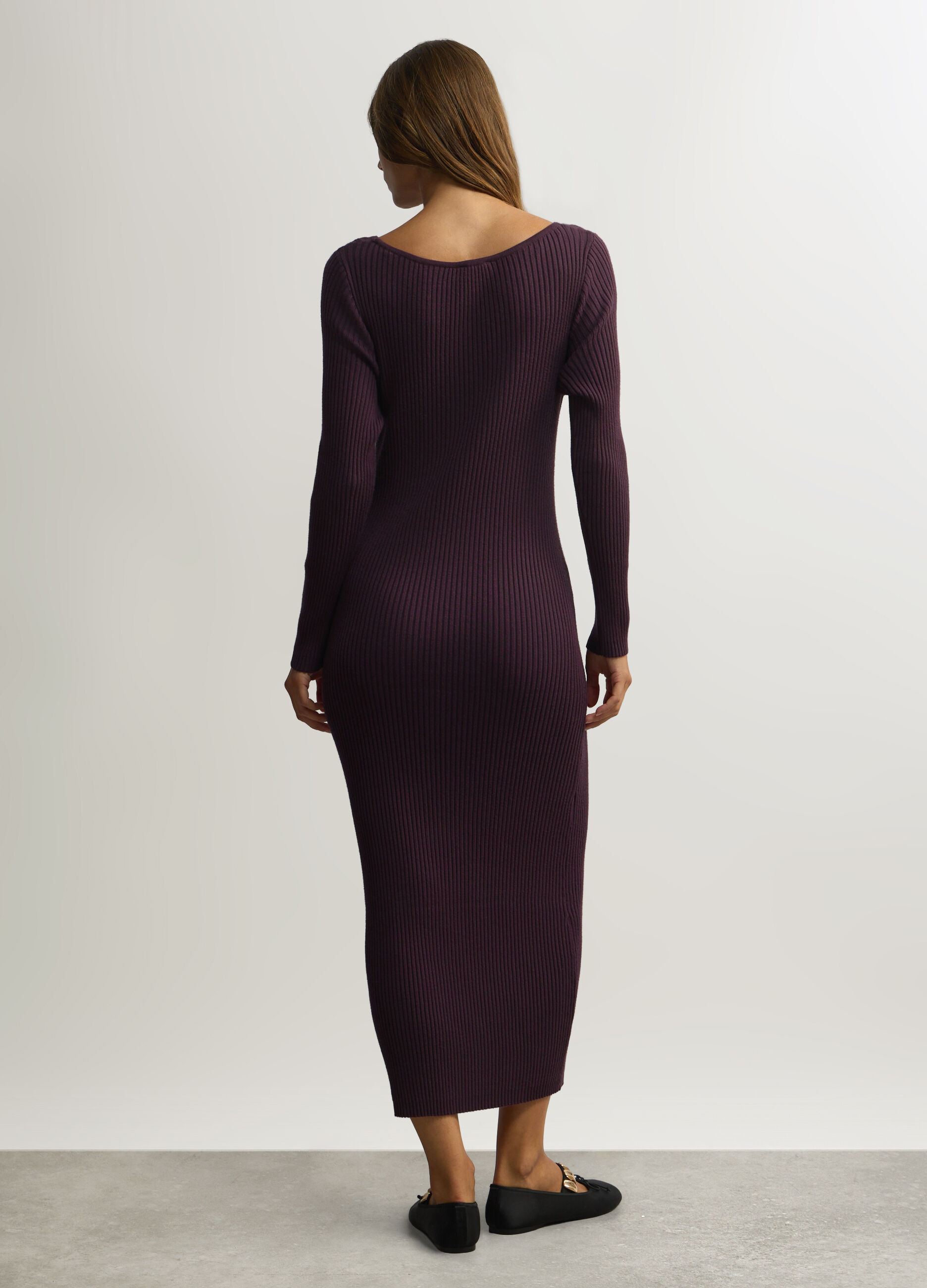 Abito lungo Fitted in costina misto viscosa donna_1