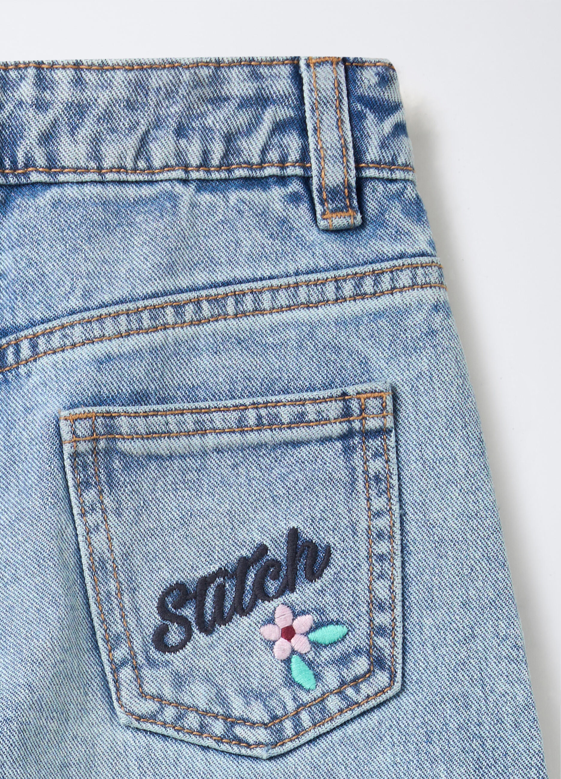 Pantaloni Disney in denim di puro cotone Wide Leg bambina_2