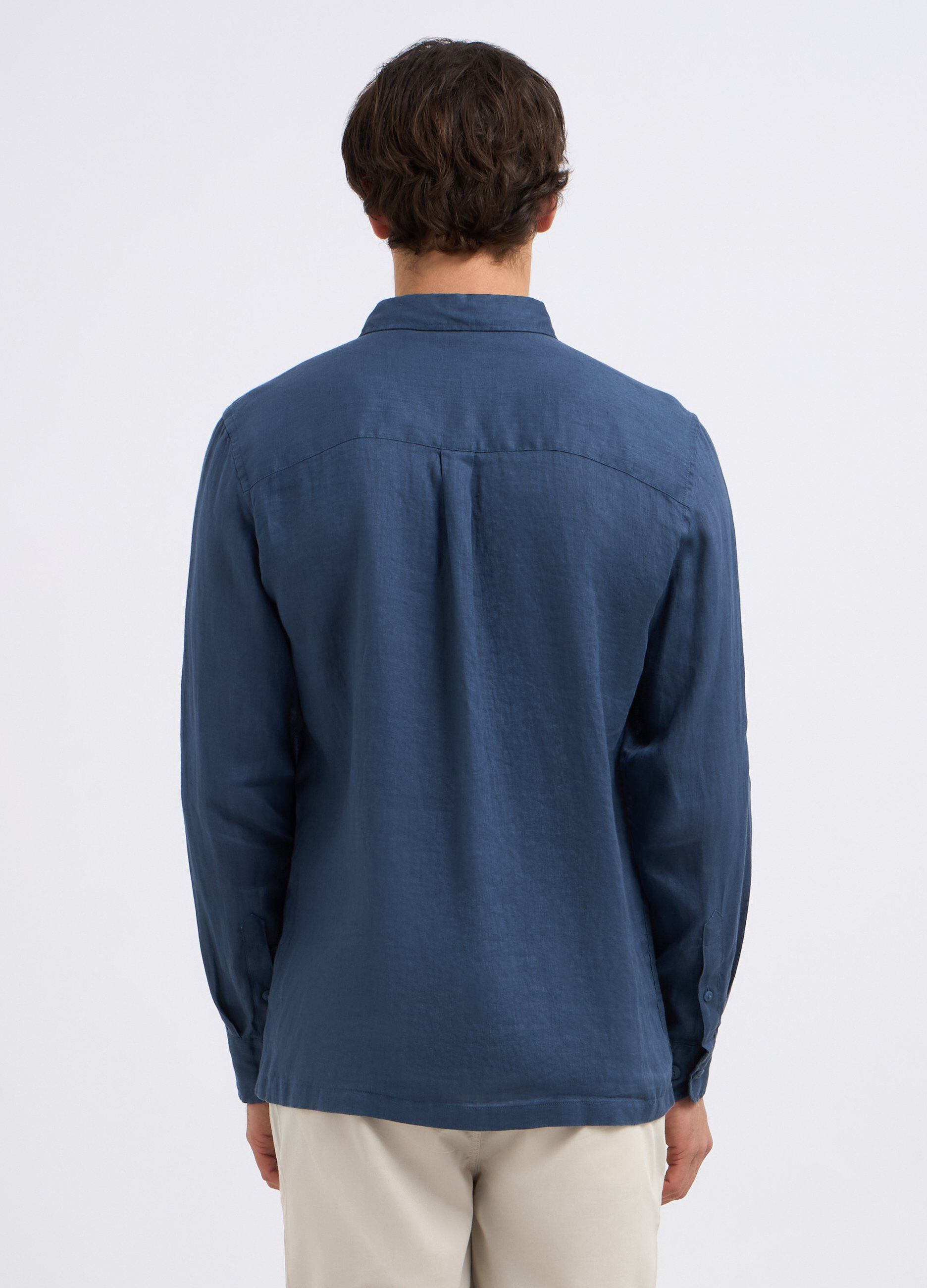 Camicia in puro lino con taschini uomo_1