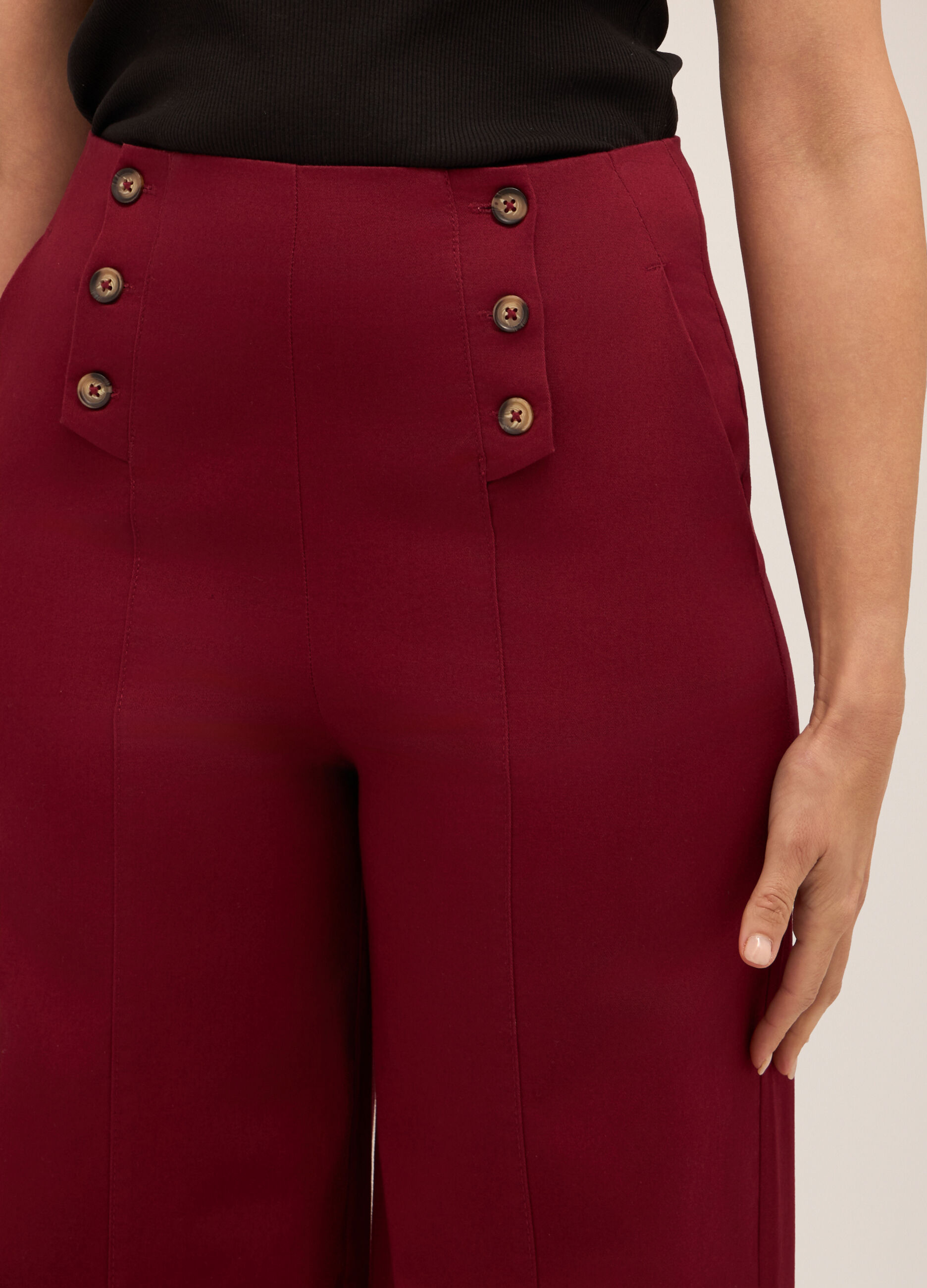 Pantaloni palazzo in cotone stretch donna_2