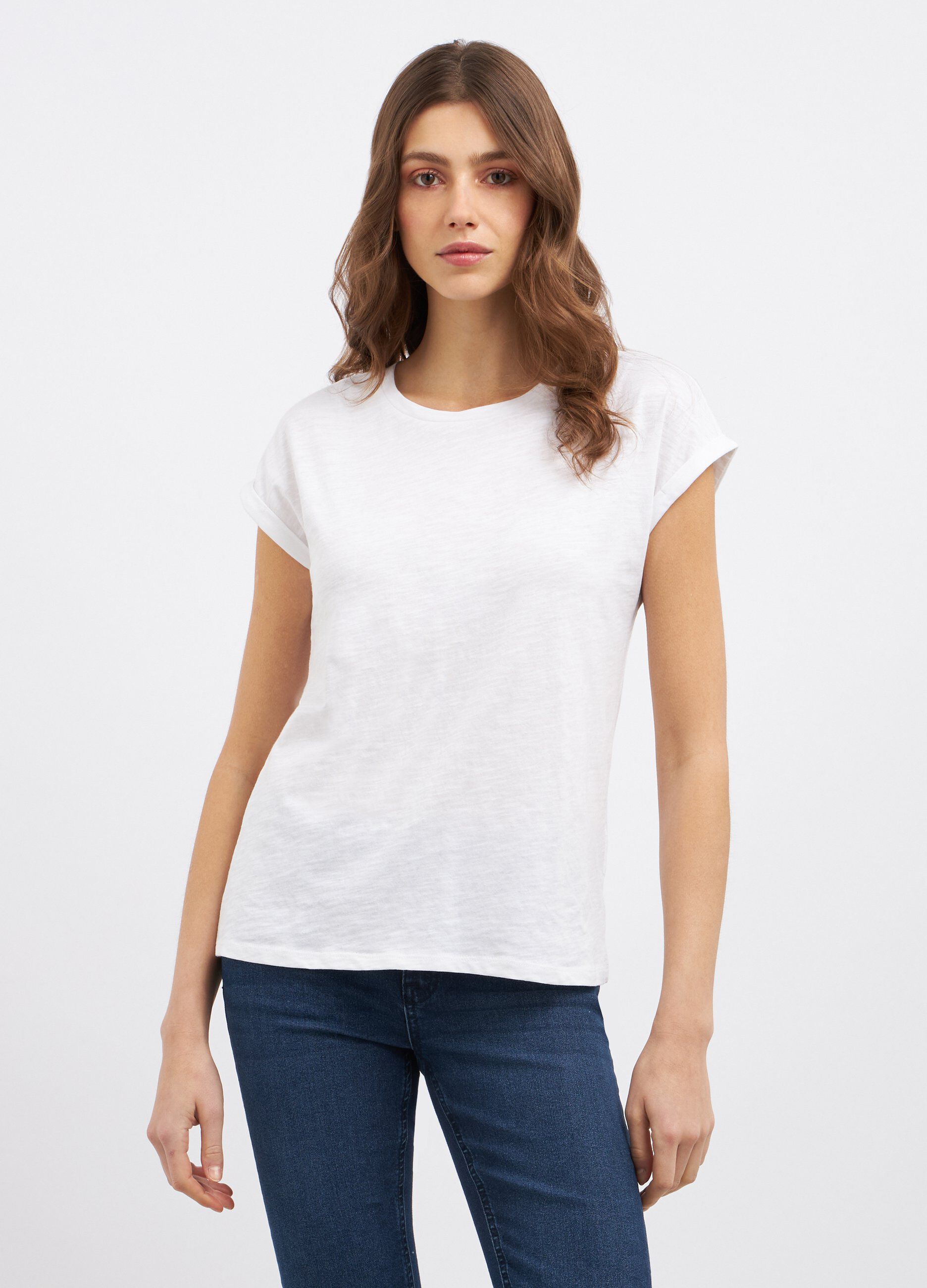 T-shirt in puro cotone a maniche corte donna_0