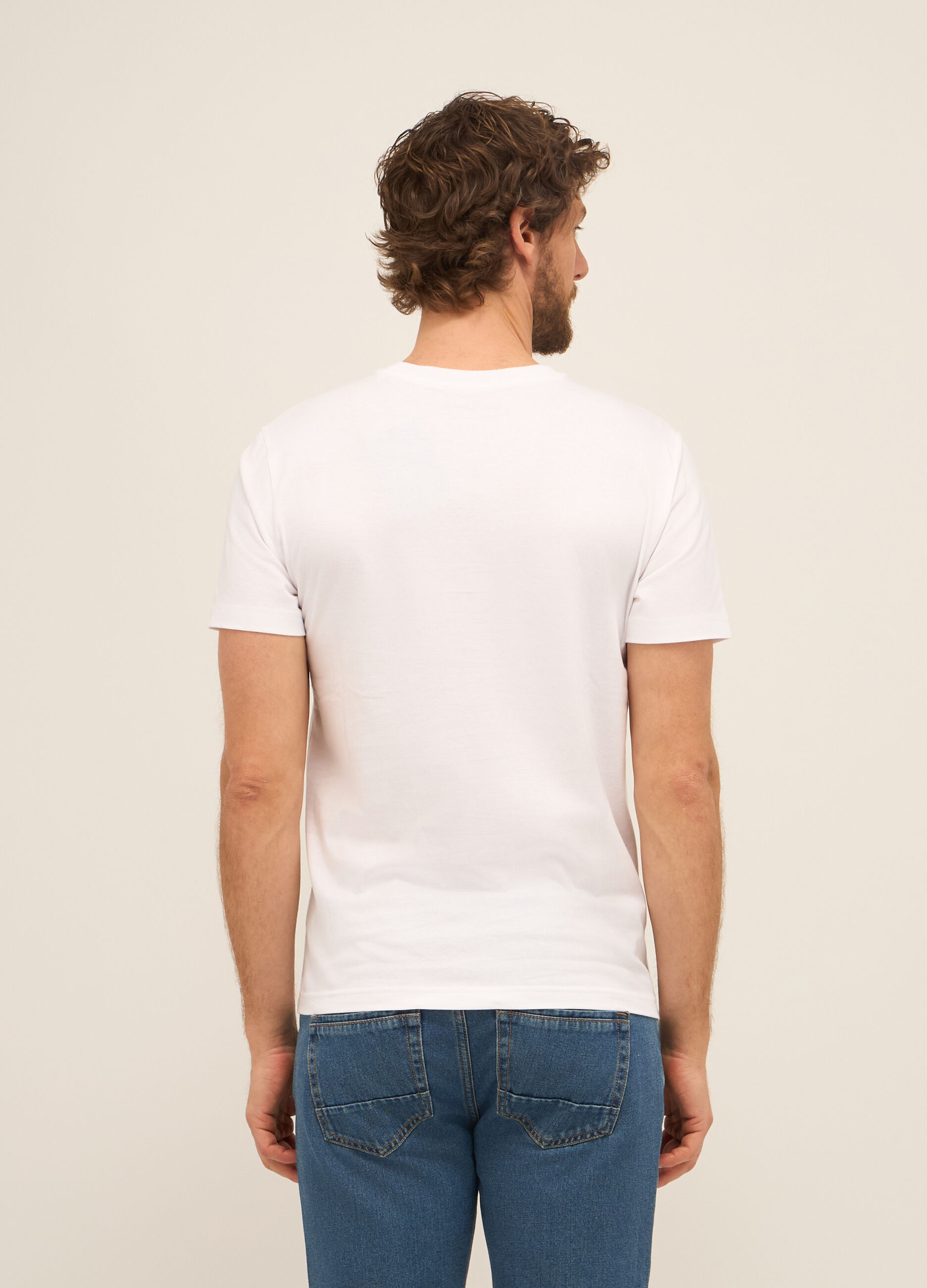 T-shirt girocollo in puro cotone con stampa uomo_1