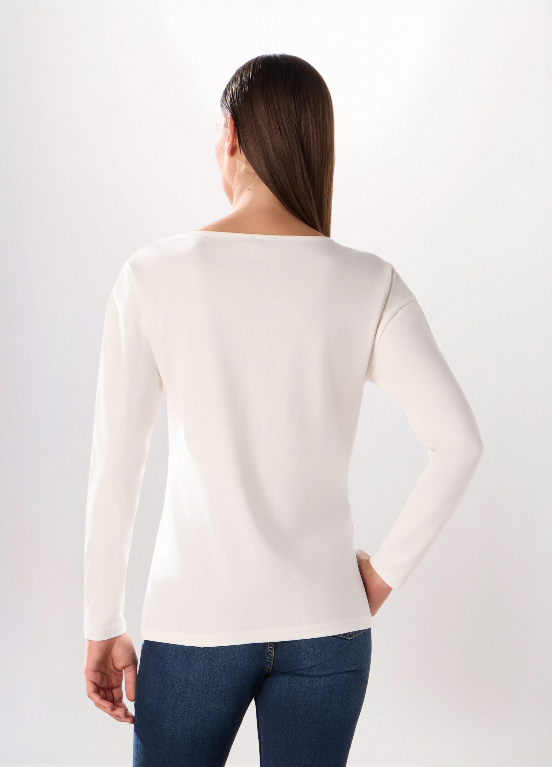 T-shirt in jersey di cotone stretch donna_1