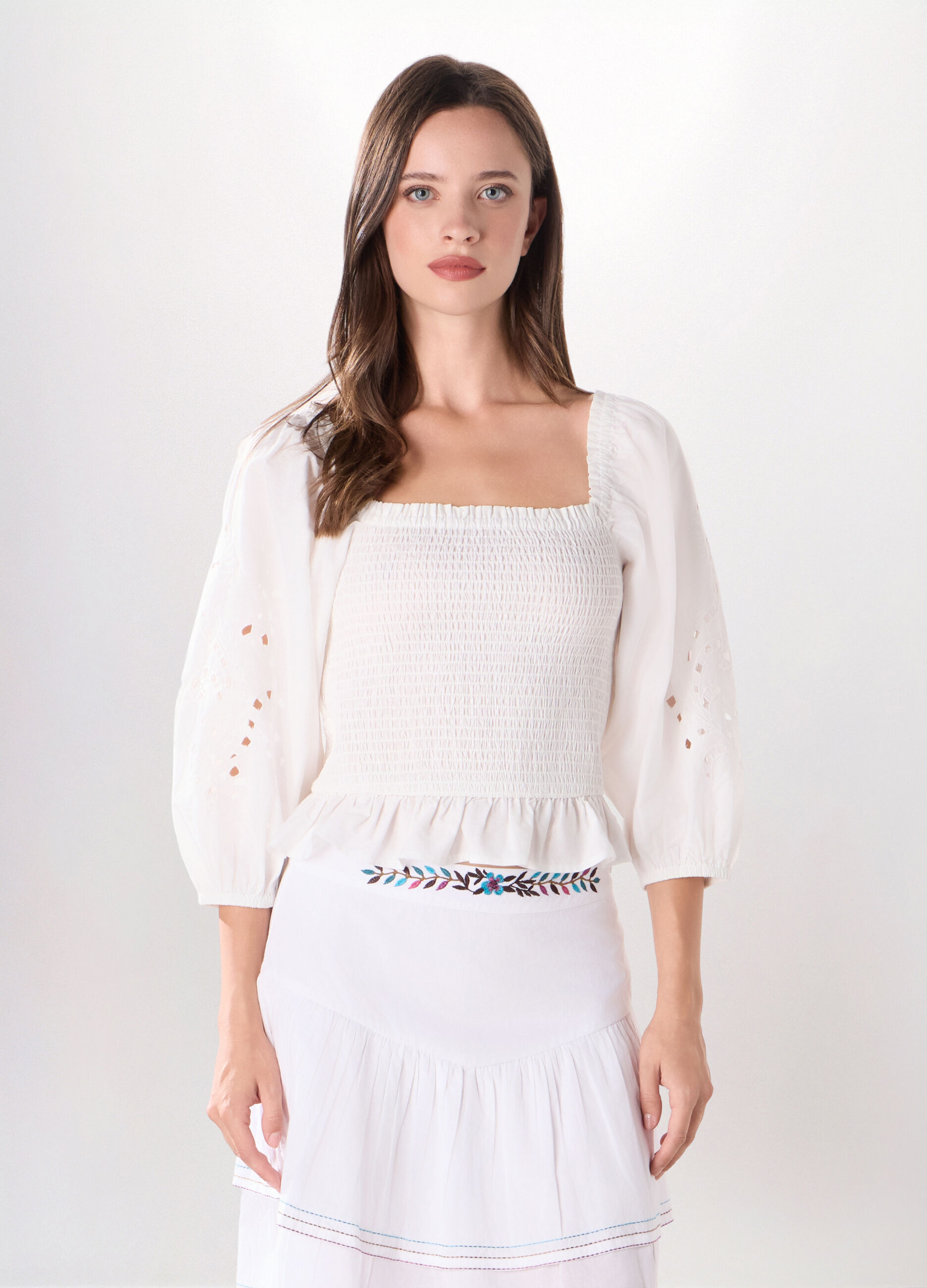 Blusa in popeline di puro cotone donna_0