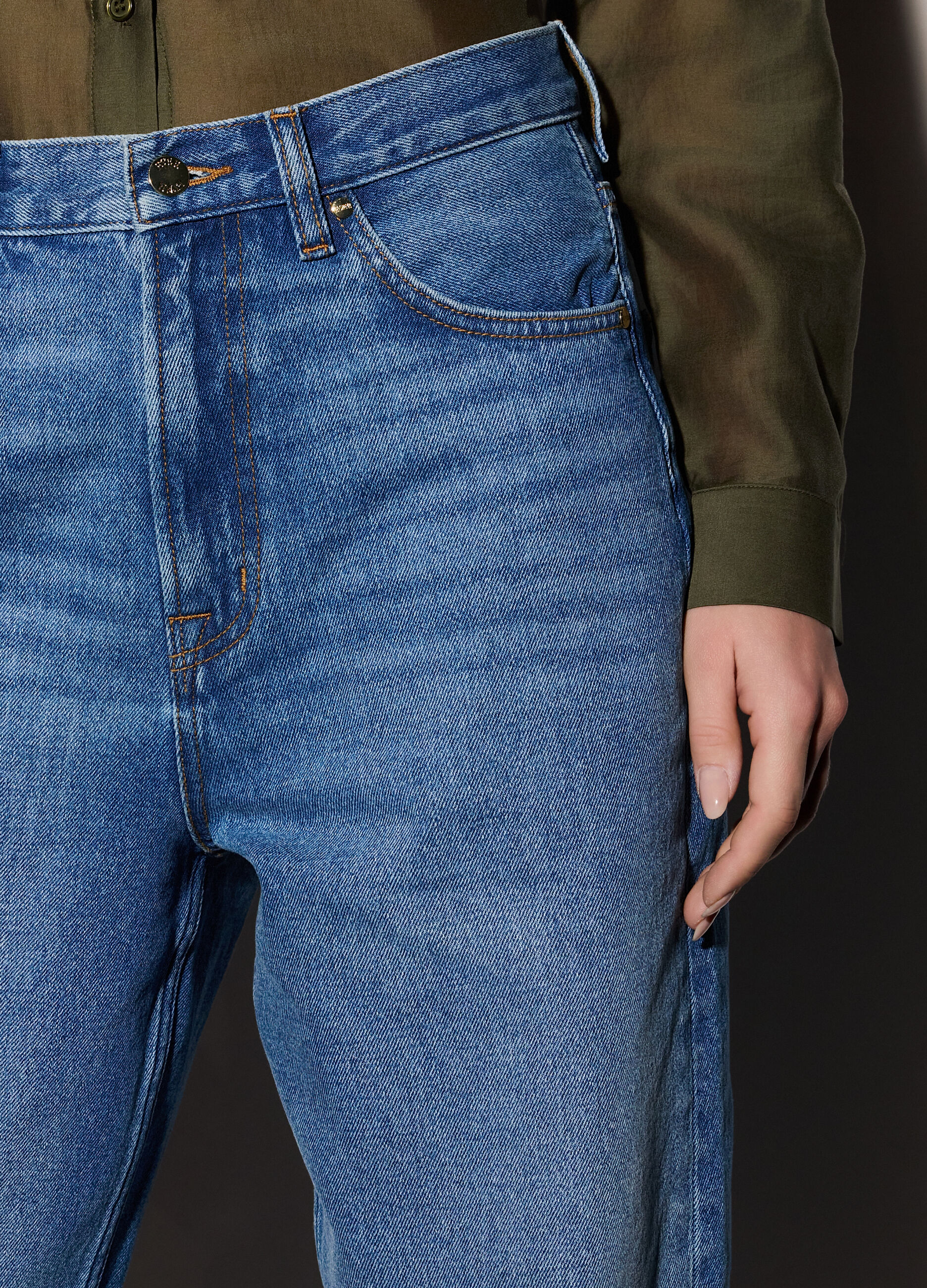 Pantaloni wide leg in denim donna_3