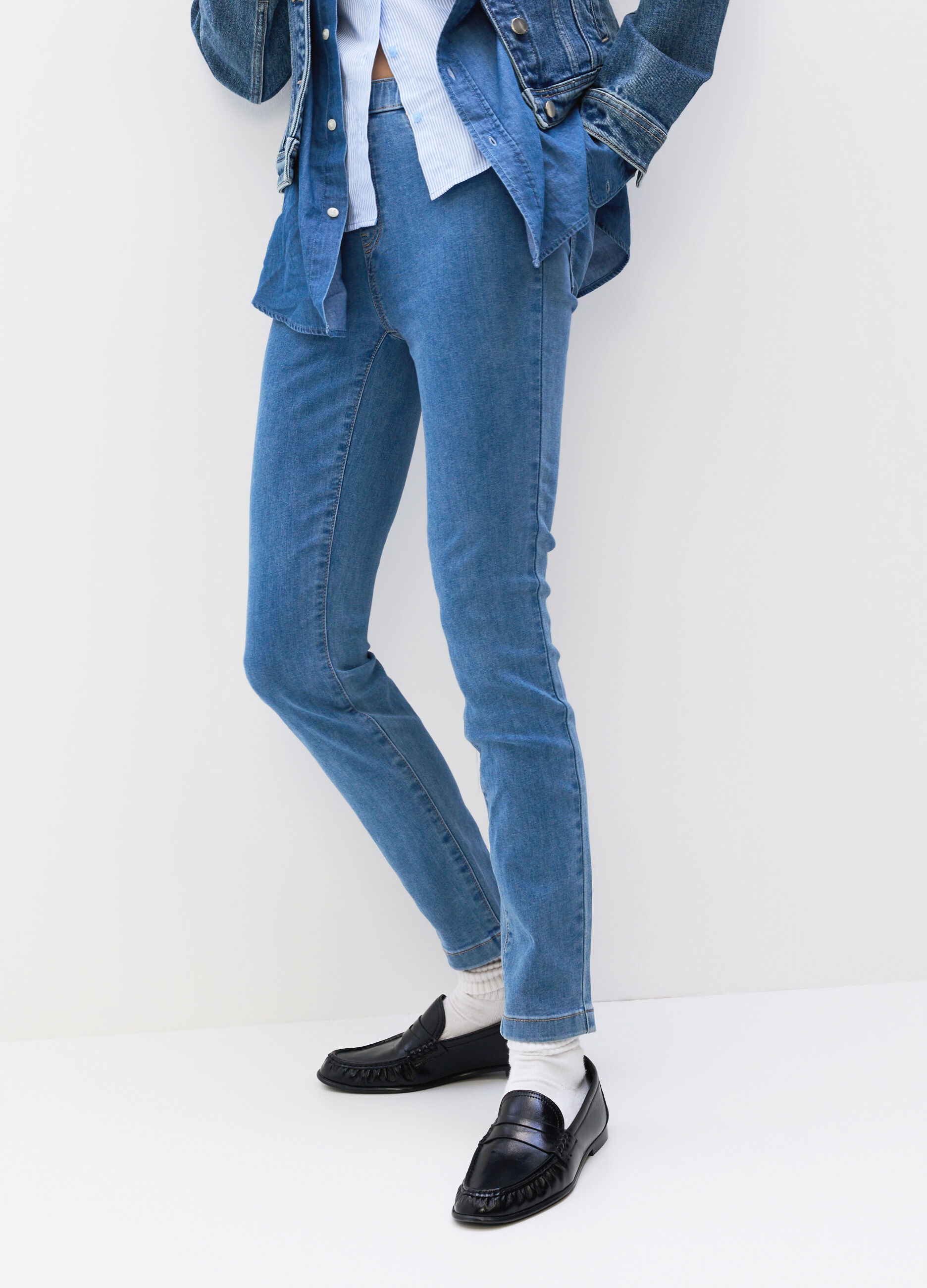 Jeggings Skinny Fit in denim stretch misto cotone donna_2