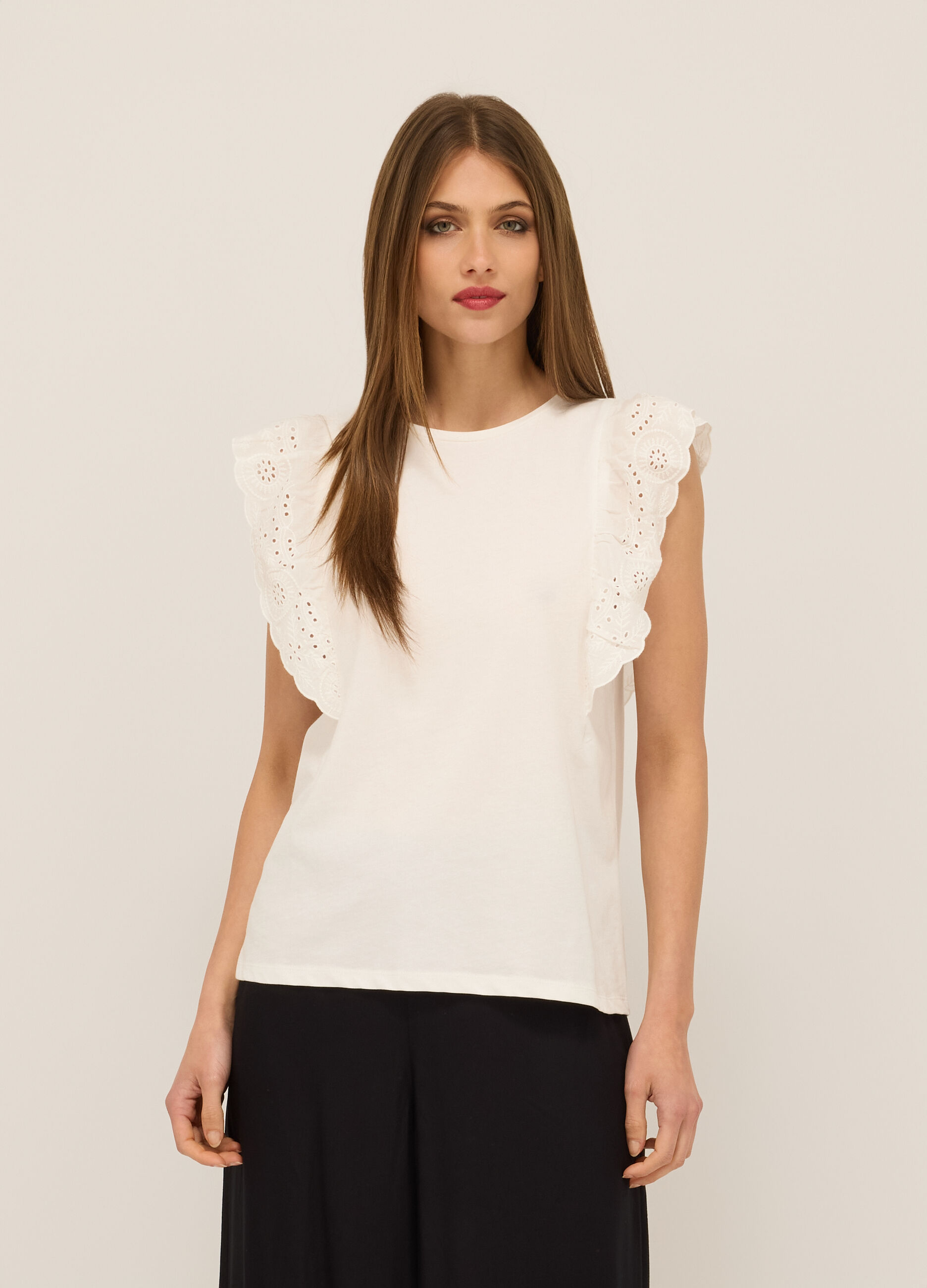T-shirt in jersey di puro cotone donna_0