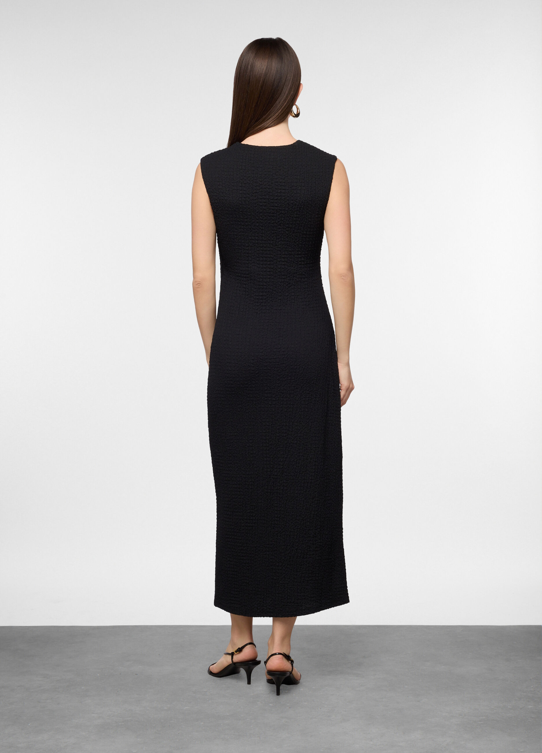 Abito lungo crepe fitted donna_1