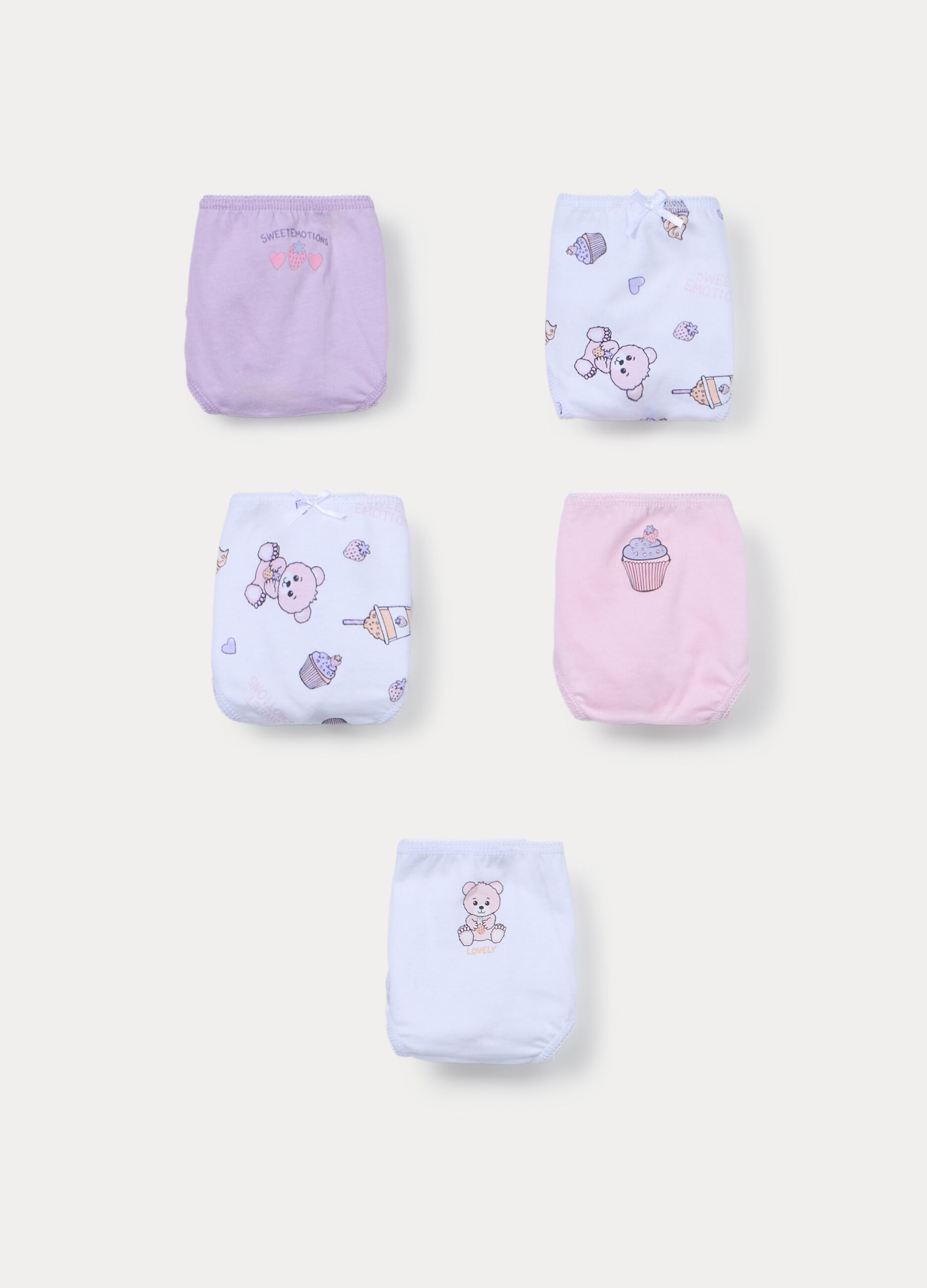 Pack 5 slip in jersey di puro cotone bambina_0