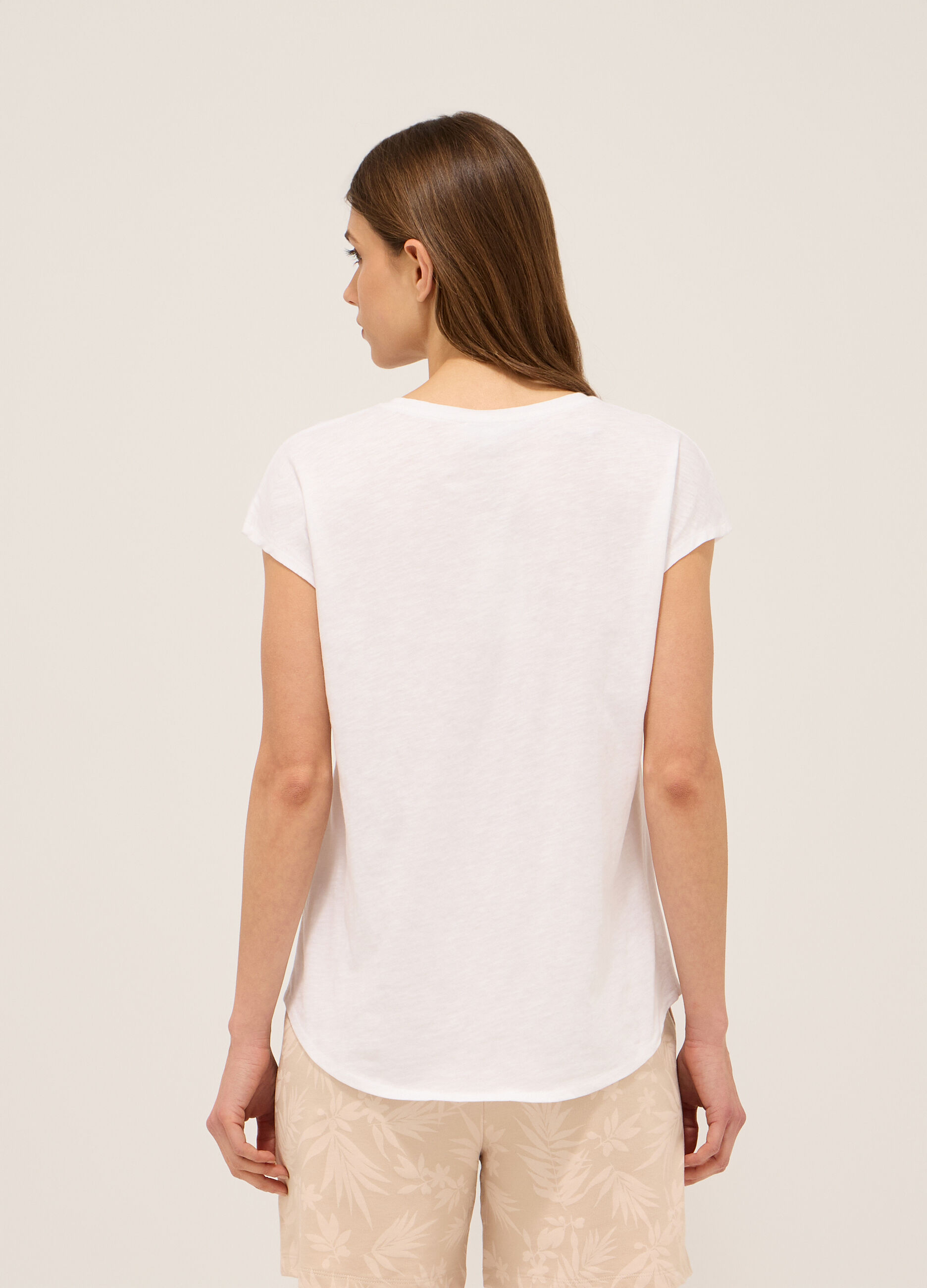 T-shirt in jersey di cotone slub donna_1