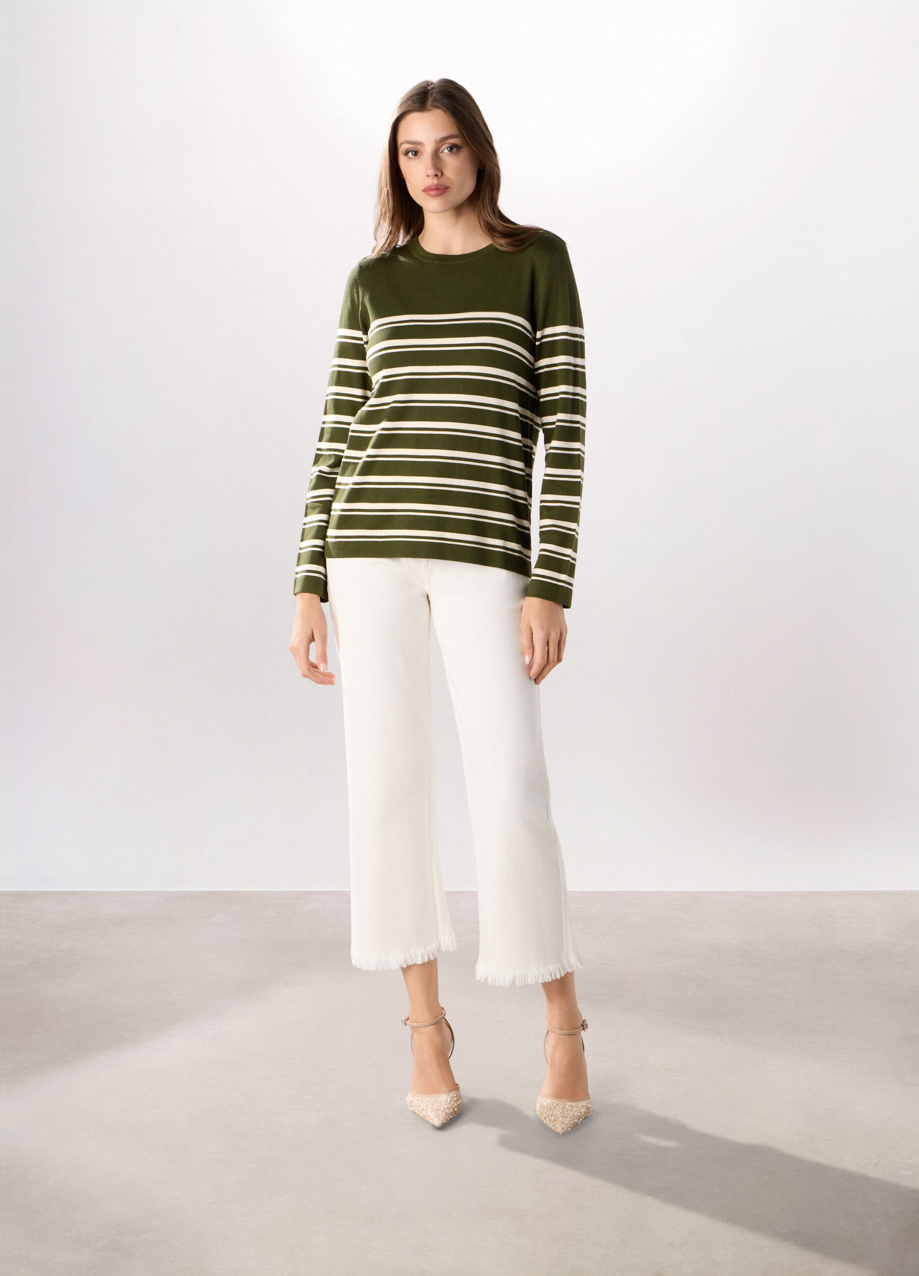 Pantaloni in denim di cotone stretch donna_0