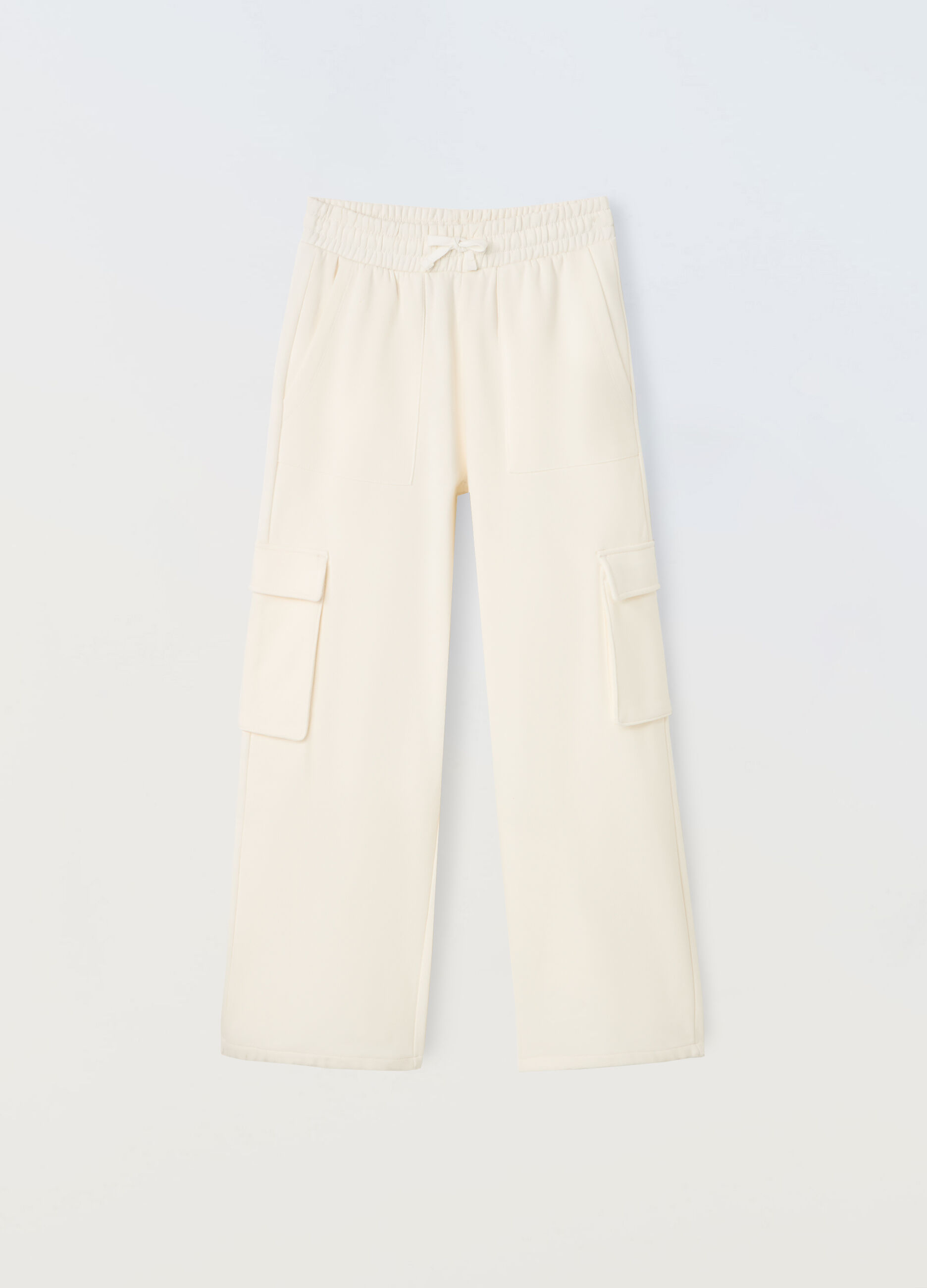 Joggers wide leg cargo in felpa di cotone ragazza_0