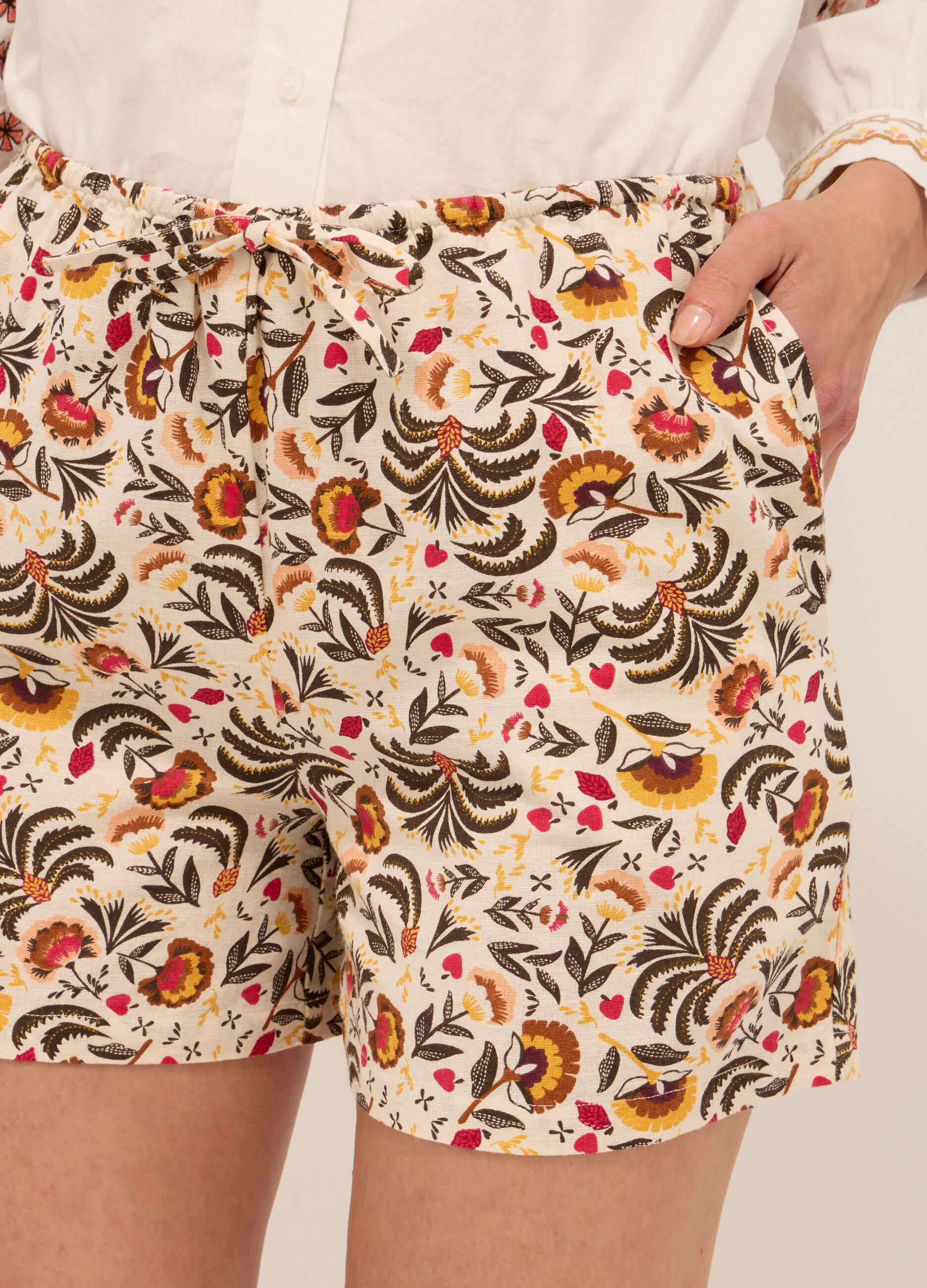Shorts misto lino con stampa donna_2