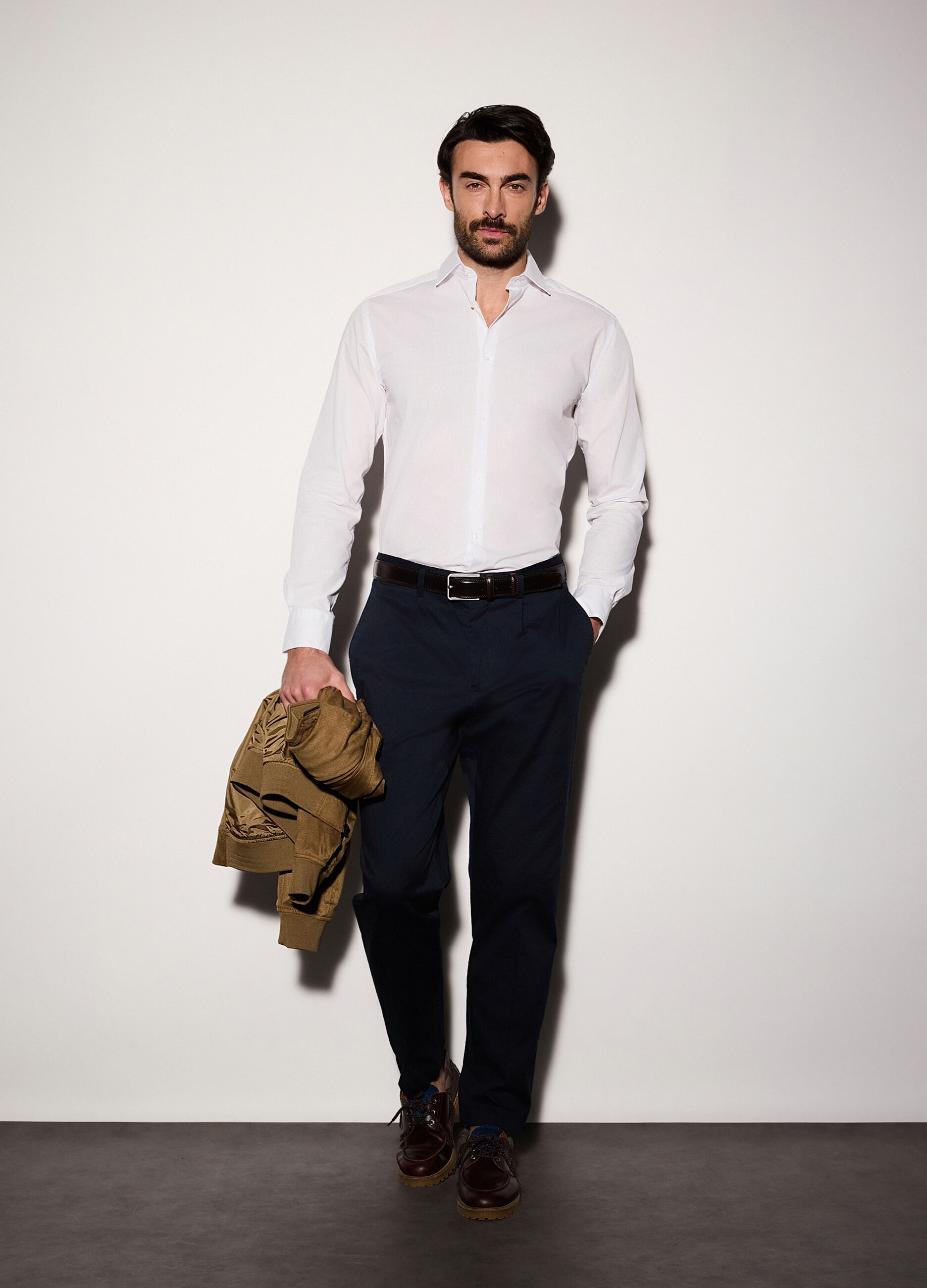 Camicia regular fit in misto cotone uomo_0