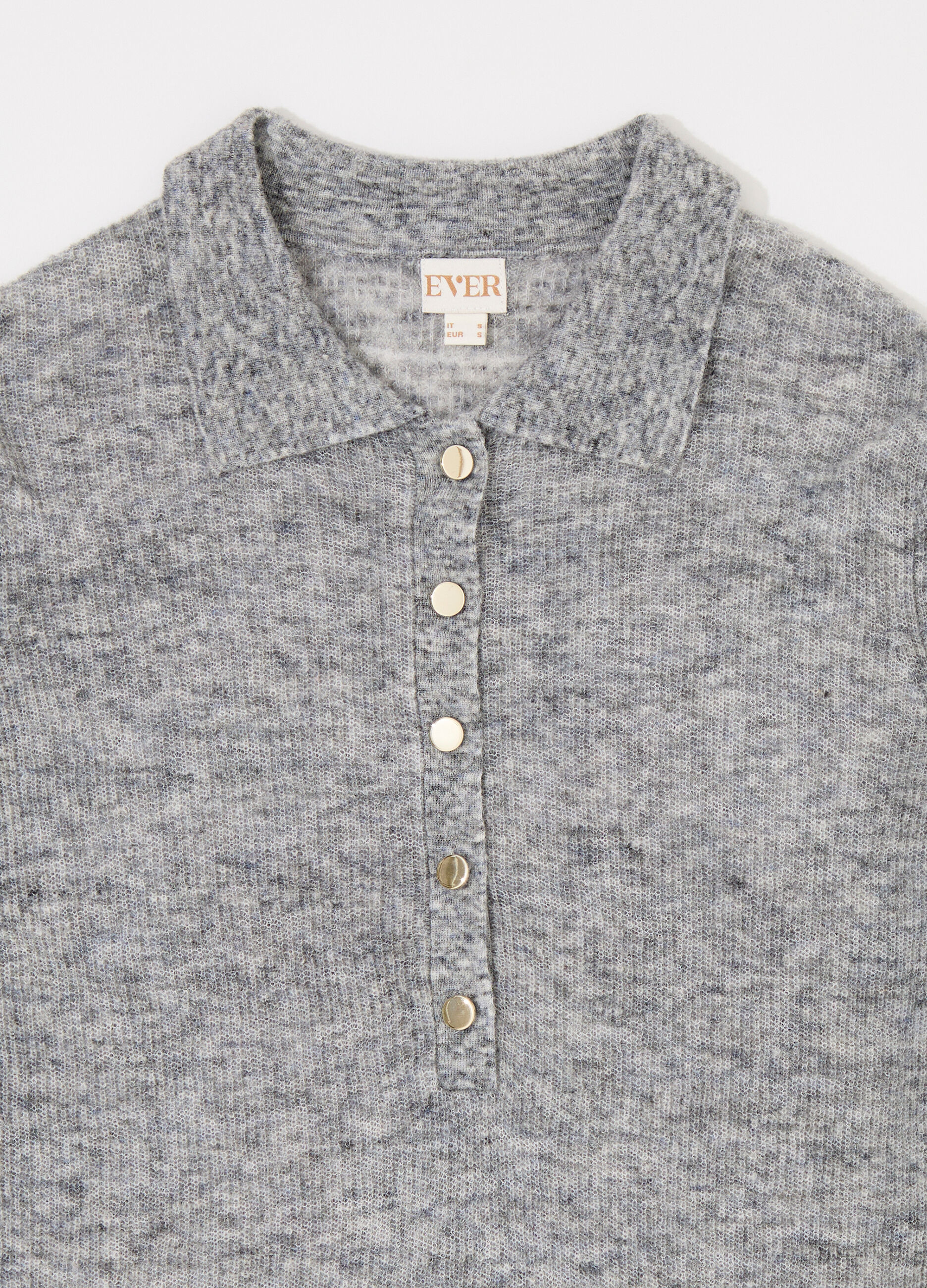 Polo tricot in misto lana e alpaca a maniche lunghe donna_6