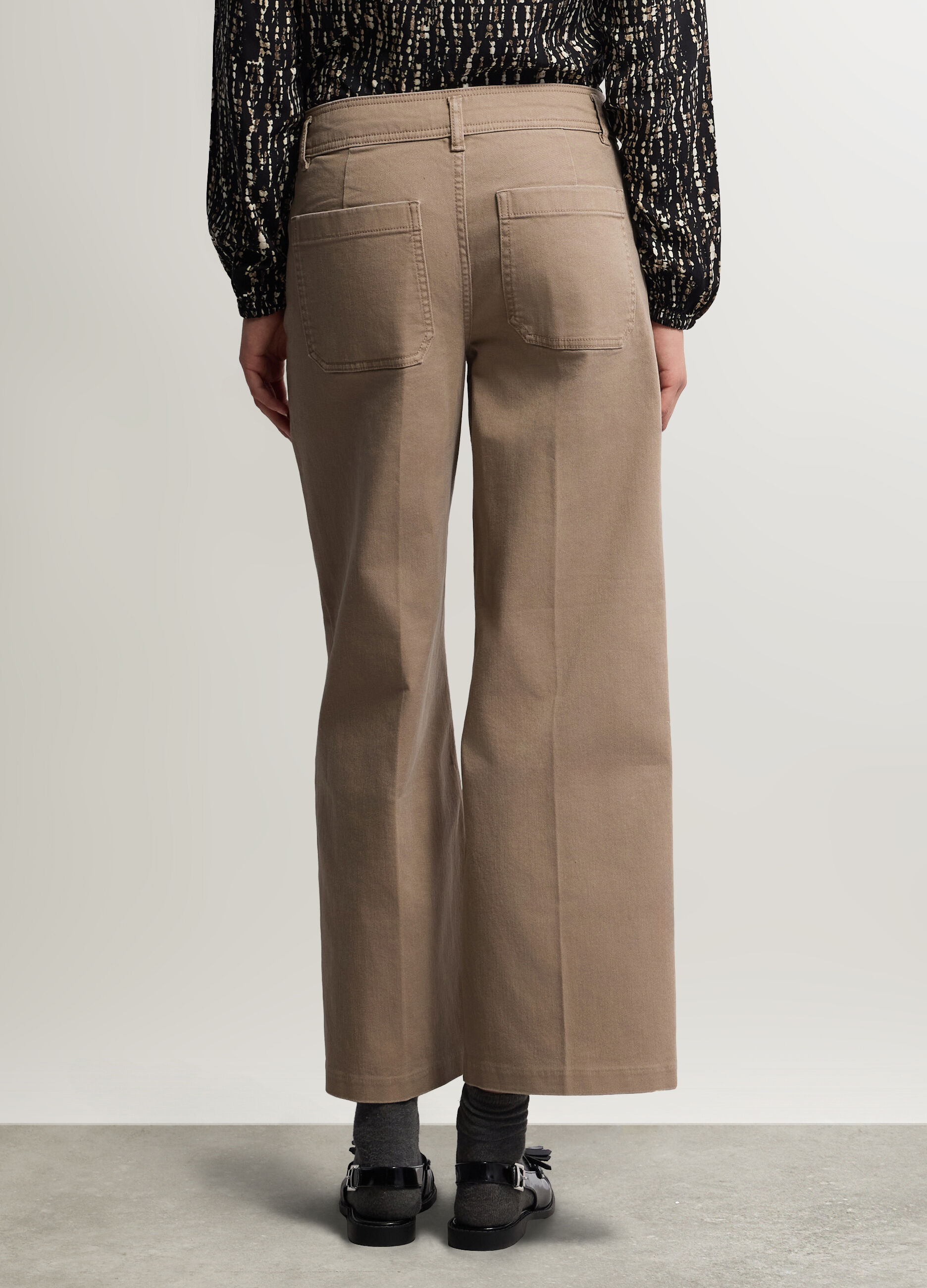Pantaloni Culotte Fit in denim di cotone stretch donna_2
