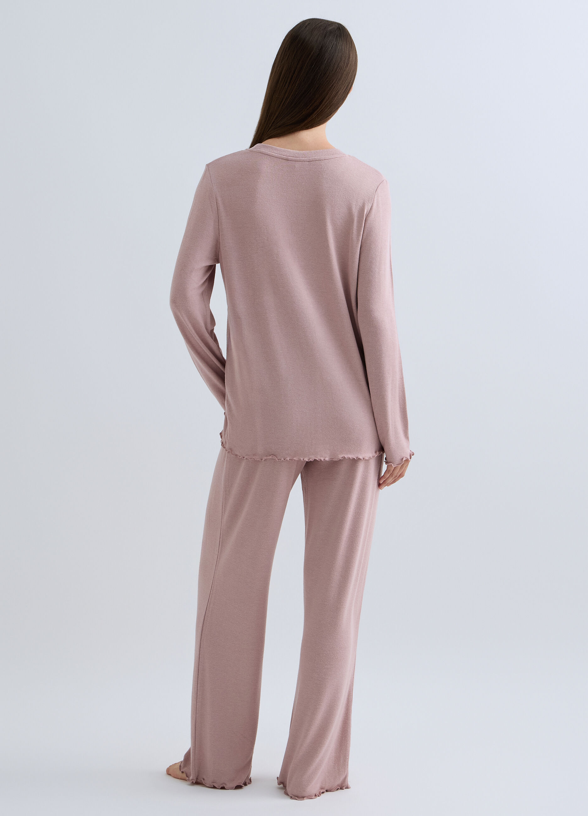 Set pigiama lungo in velour misto viscosa stretch donna_1