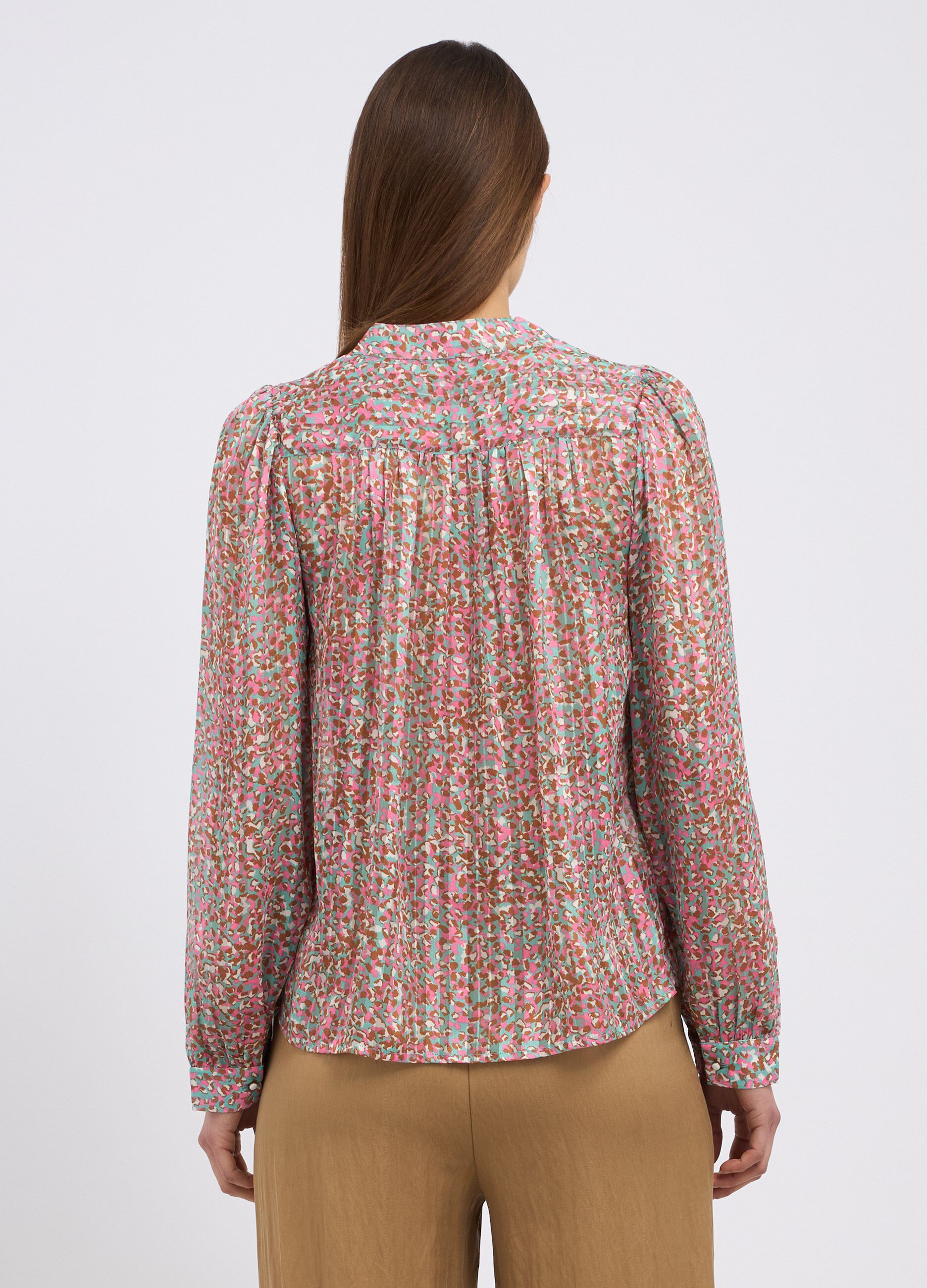 Camicia plissettata con stampa donna_1