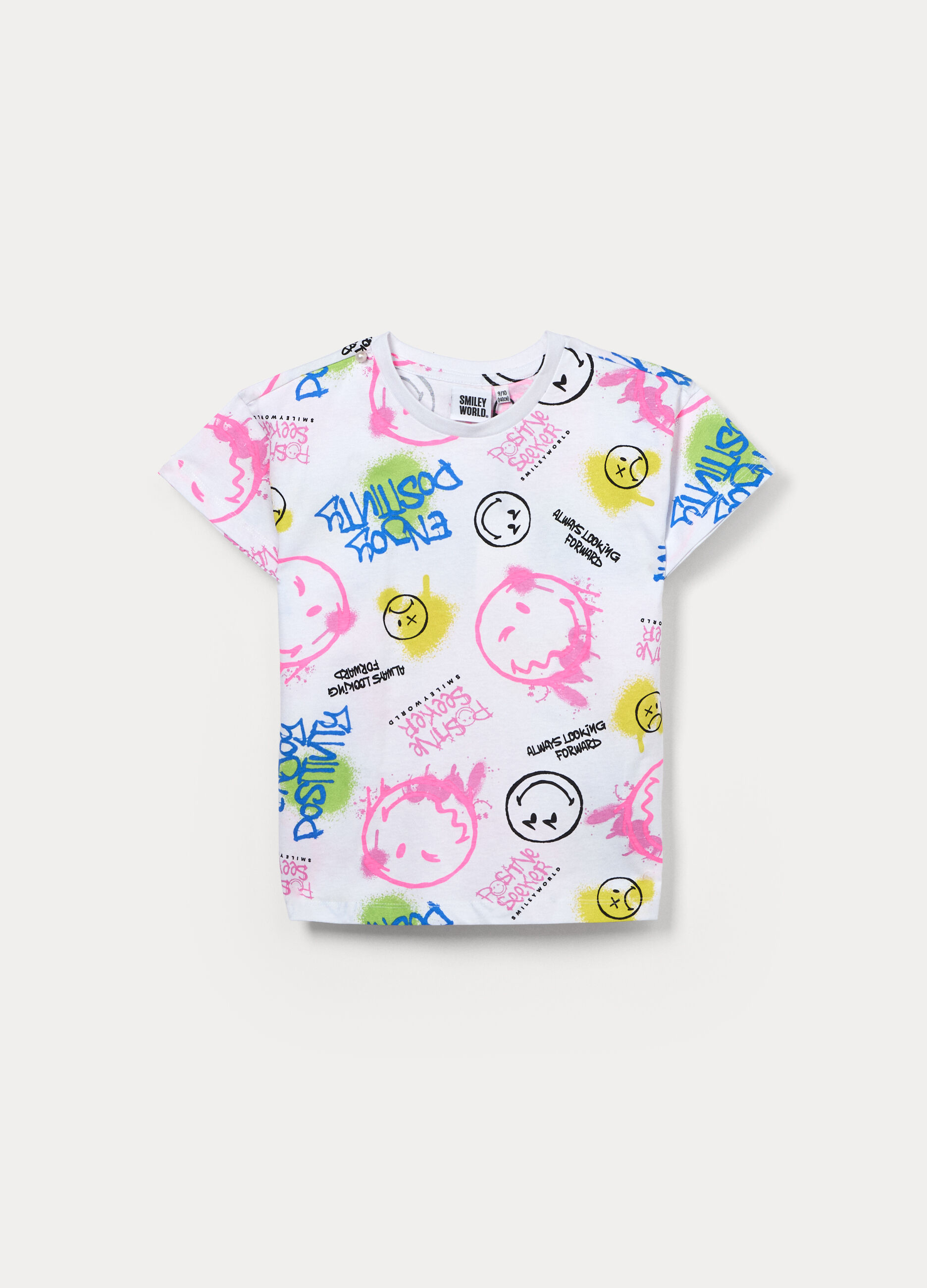 T-shirt Smiley World in jersey di puro cotone ragazza_0