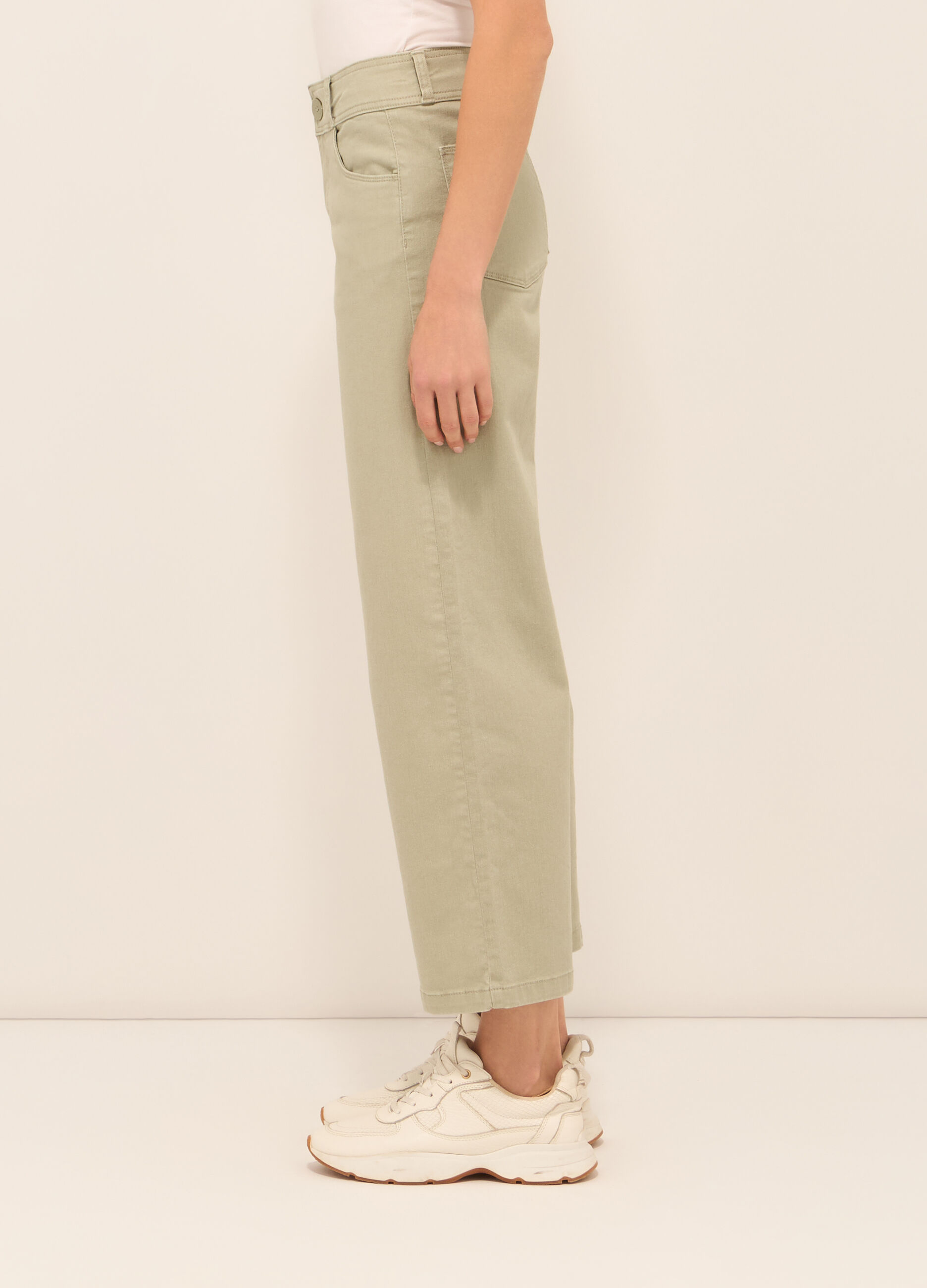 Pantaloni in twill di cotone stretch donna_2