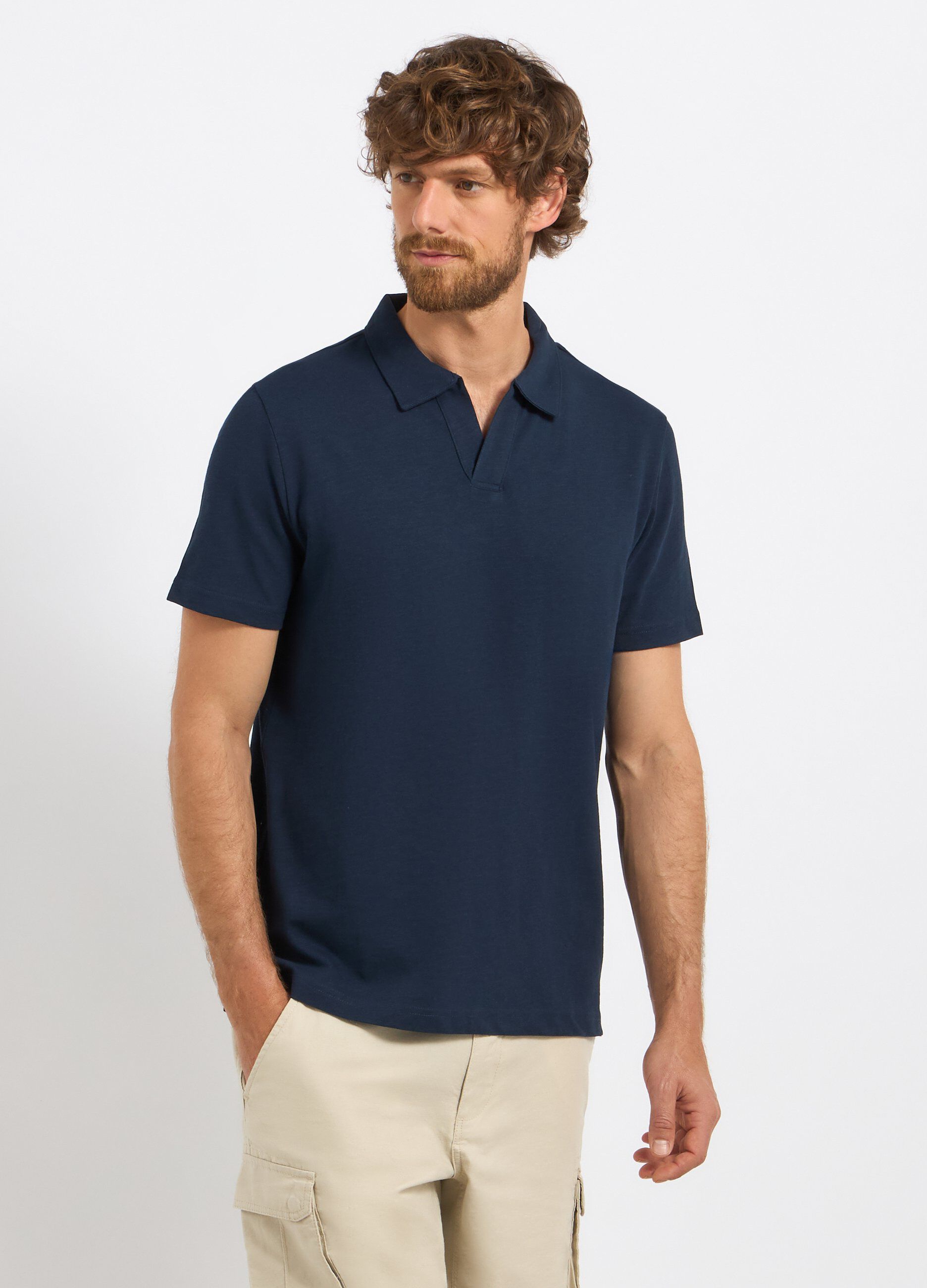 Polo in puro cotone slub uomo_0