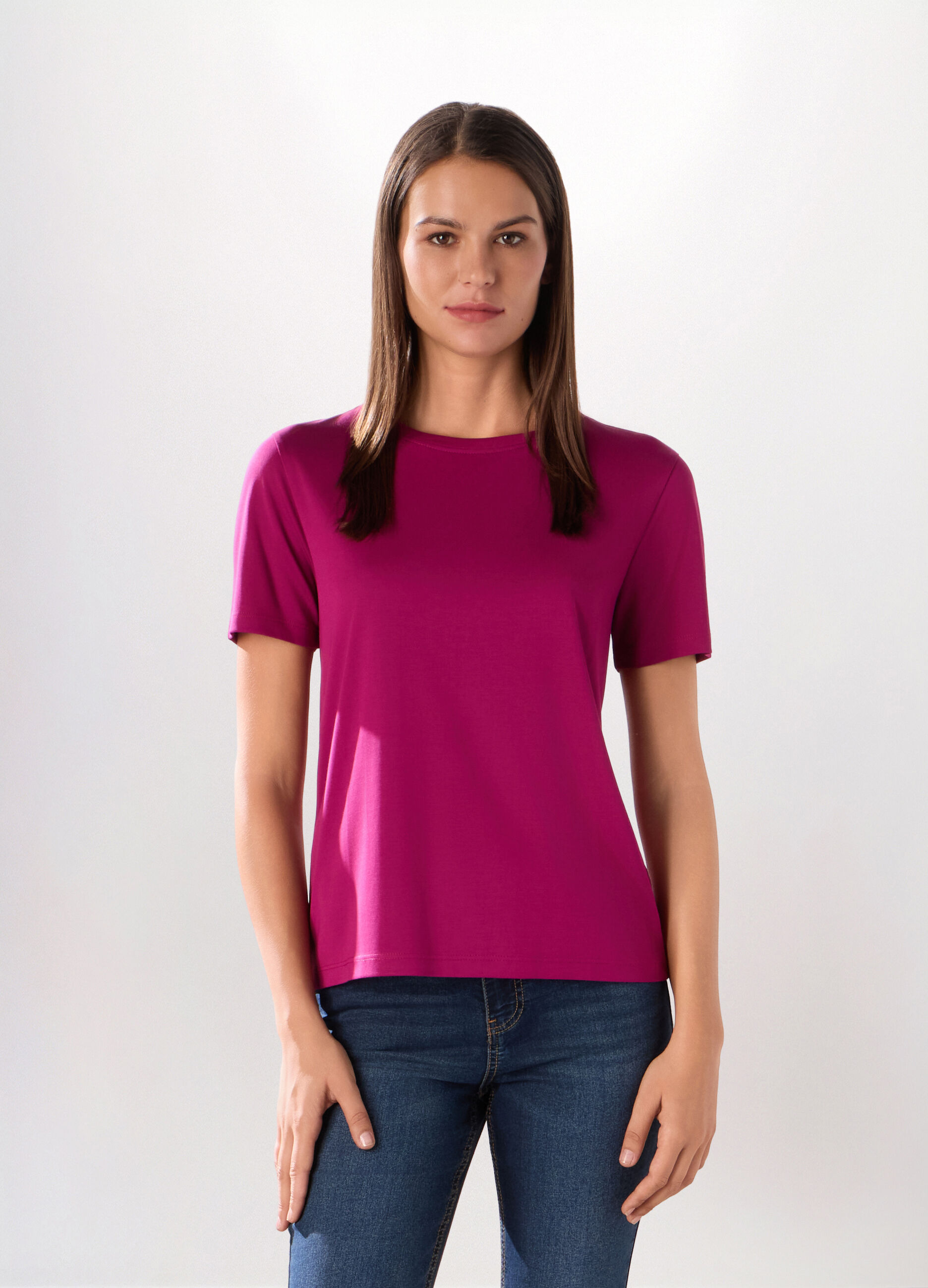 T-shirt in jersey di misto modal donna_0