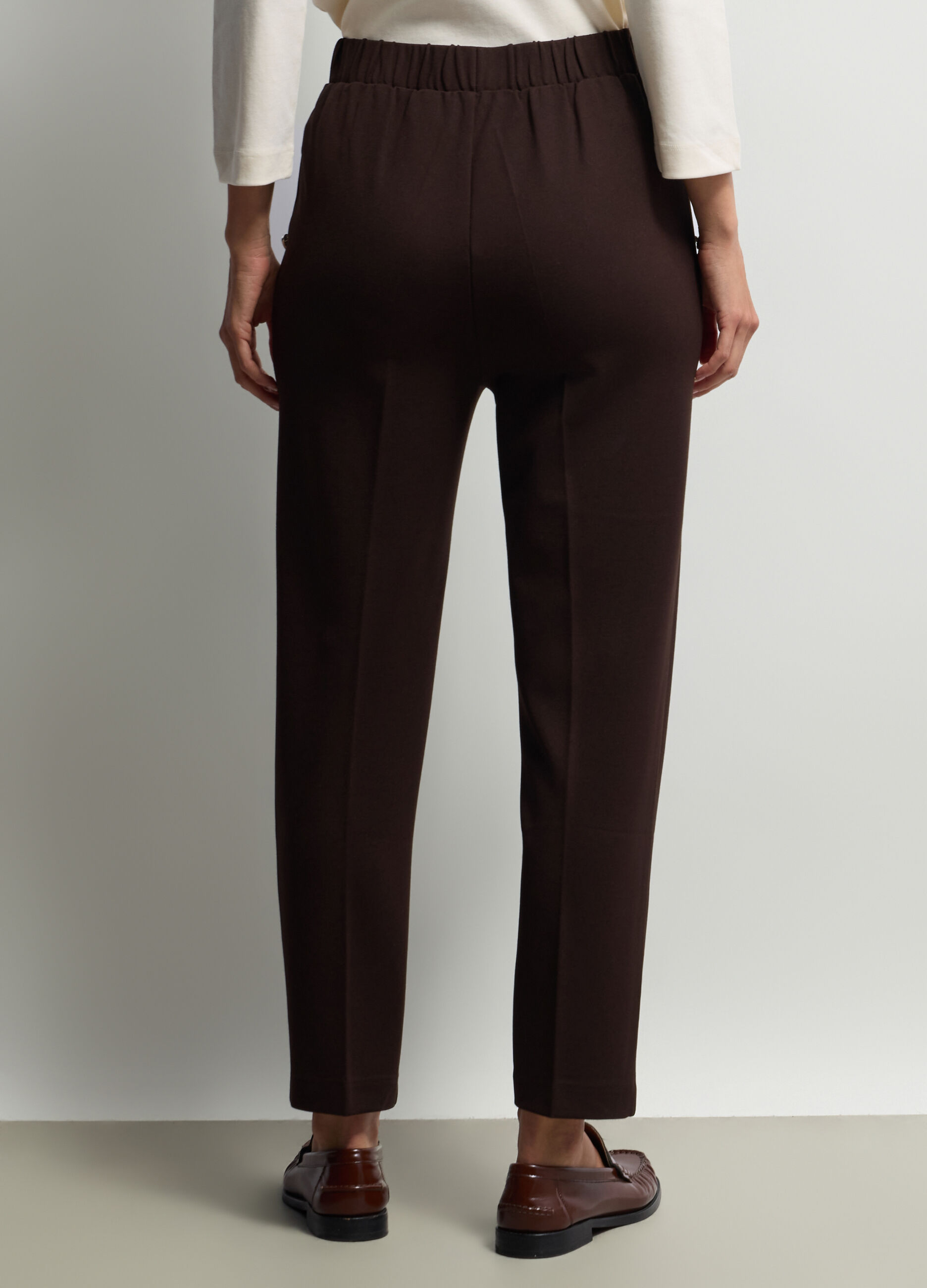 Pantalone Comfort Fit in Punto Milano misto viscosa stretch donna _2