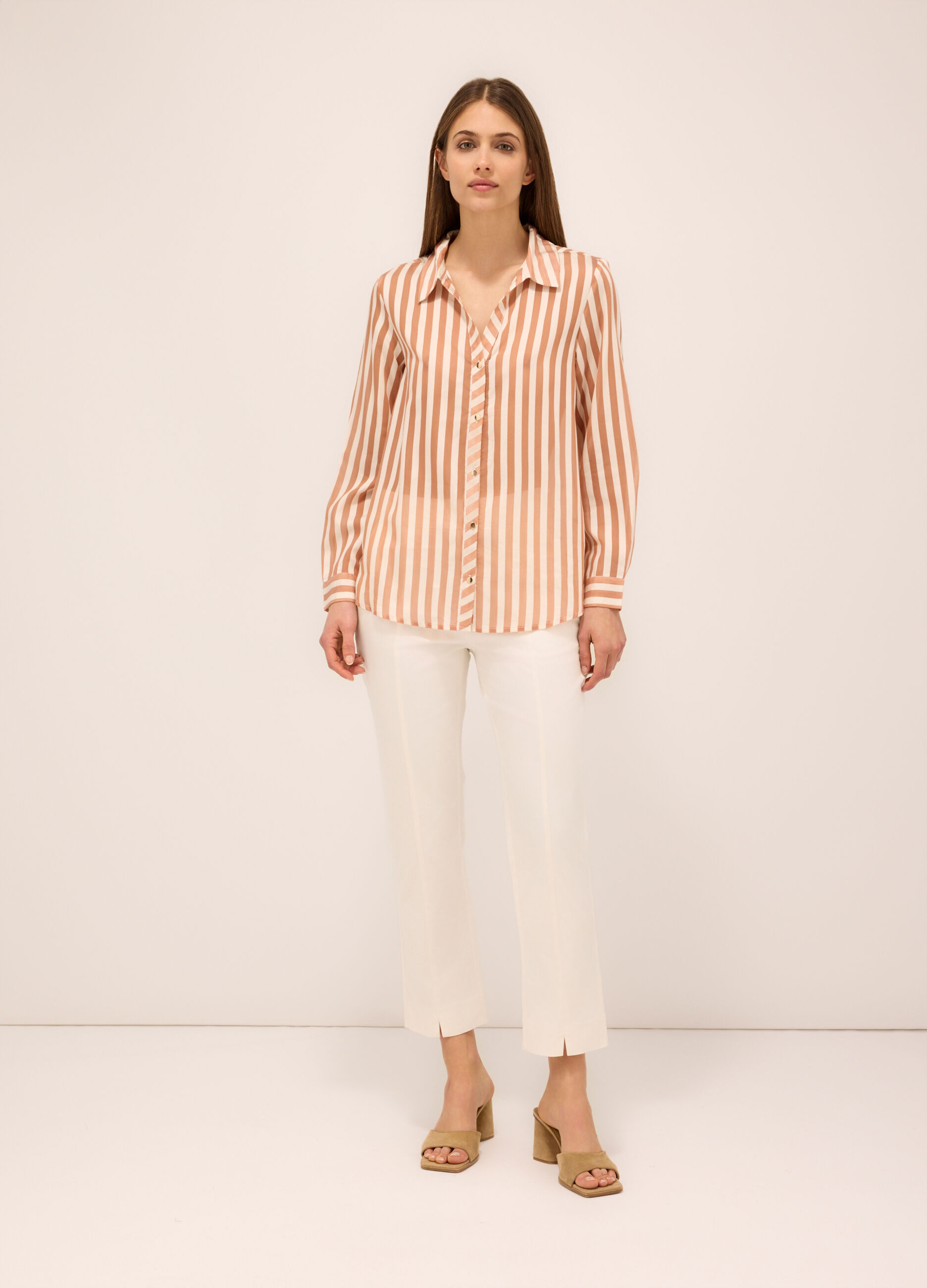 Pantaloni in raso di cotone stretch donna_0