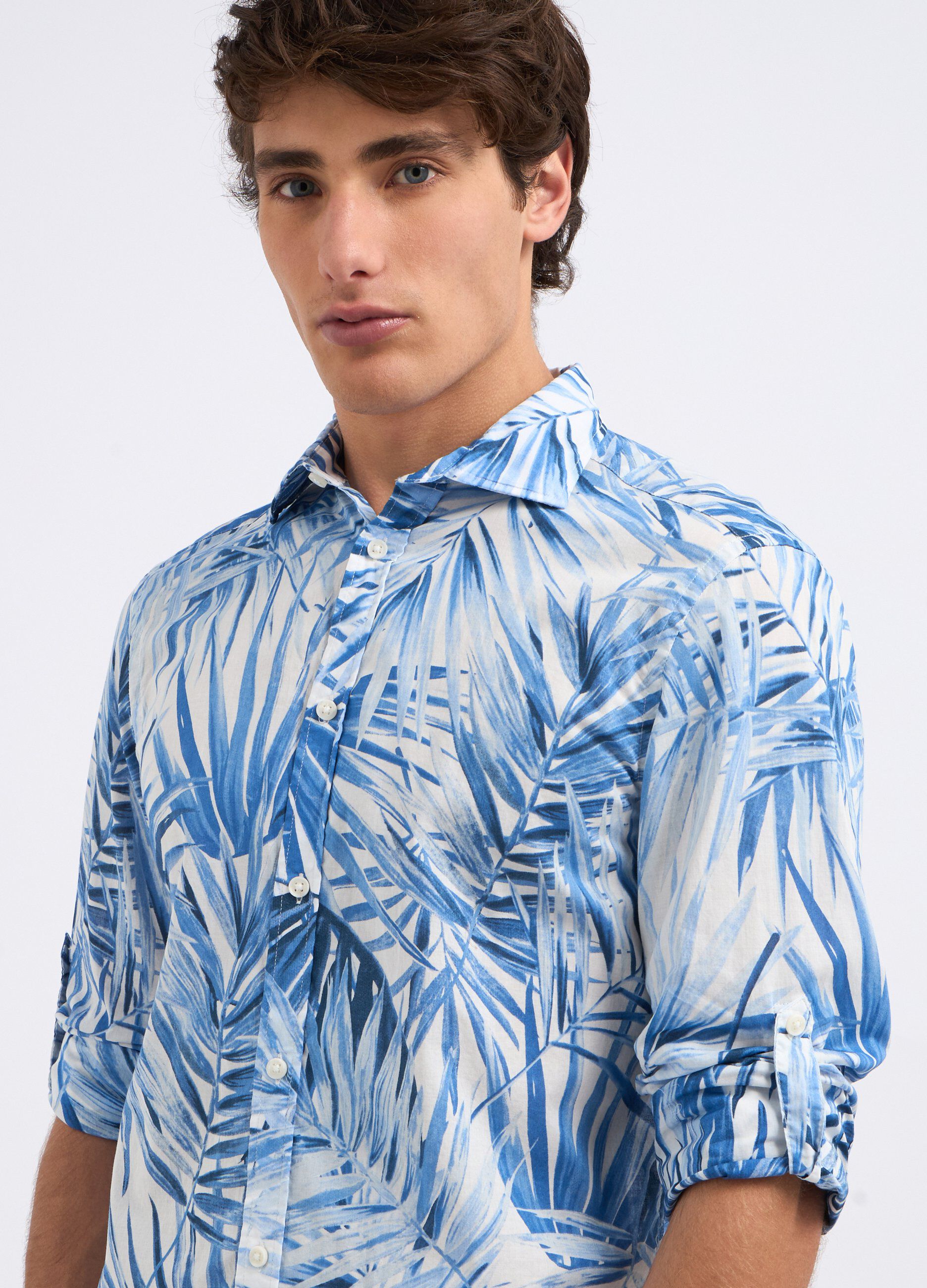 Camicia in puro cotone con stampa uomo_2