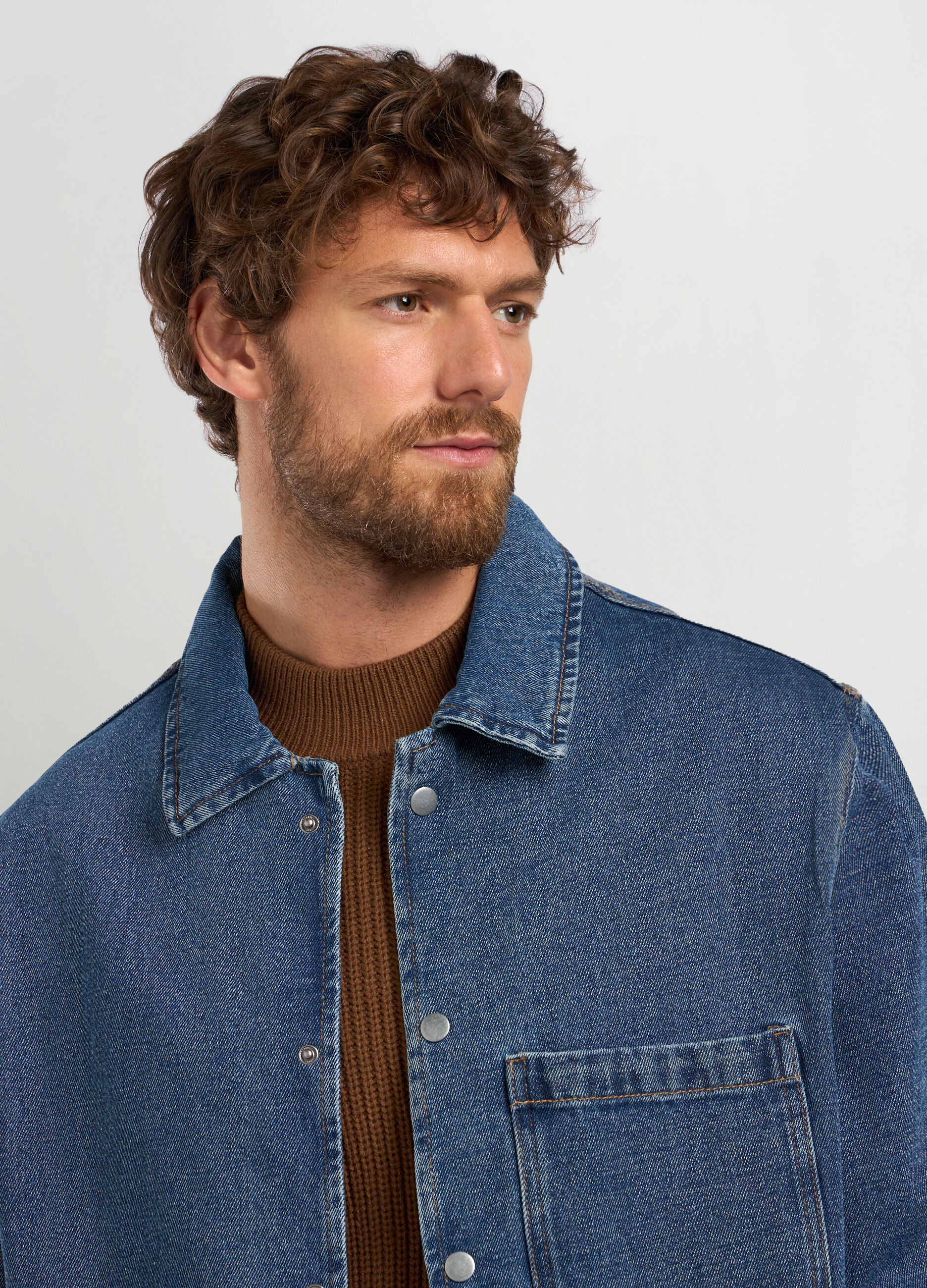 Overshirt in denim di puro cotone uomo_2